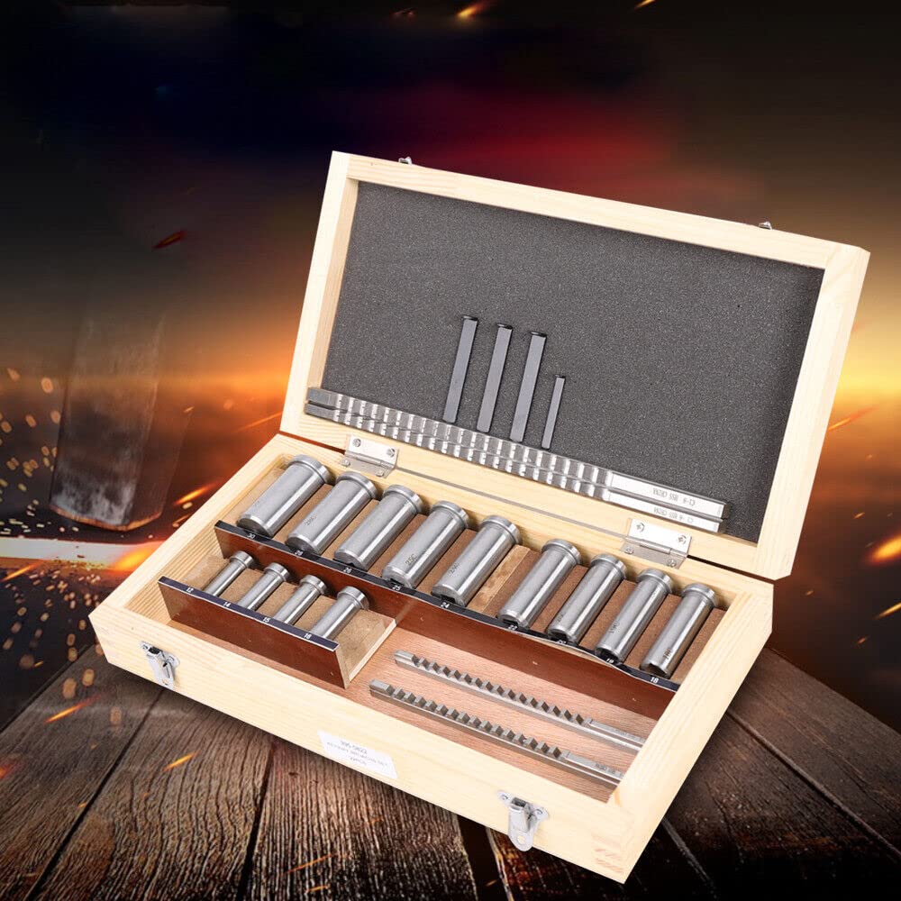22 PCS Metric Keyway Broach Set - Professional Metal Processing Kit for Milling Machines with Ferrule Bushing Gaskets | Industrial Tools for Metalworking, CNC Machining & DIY Projects