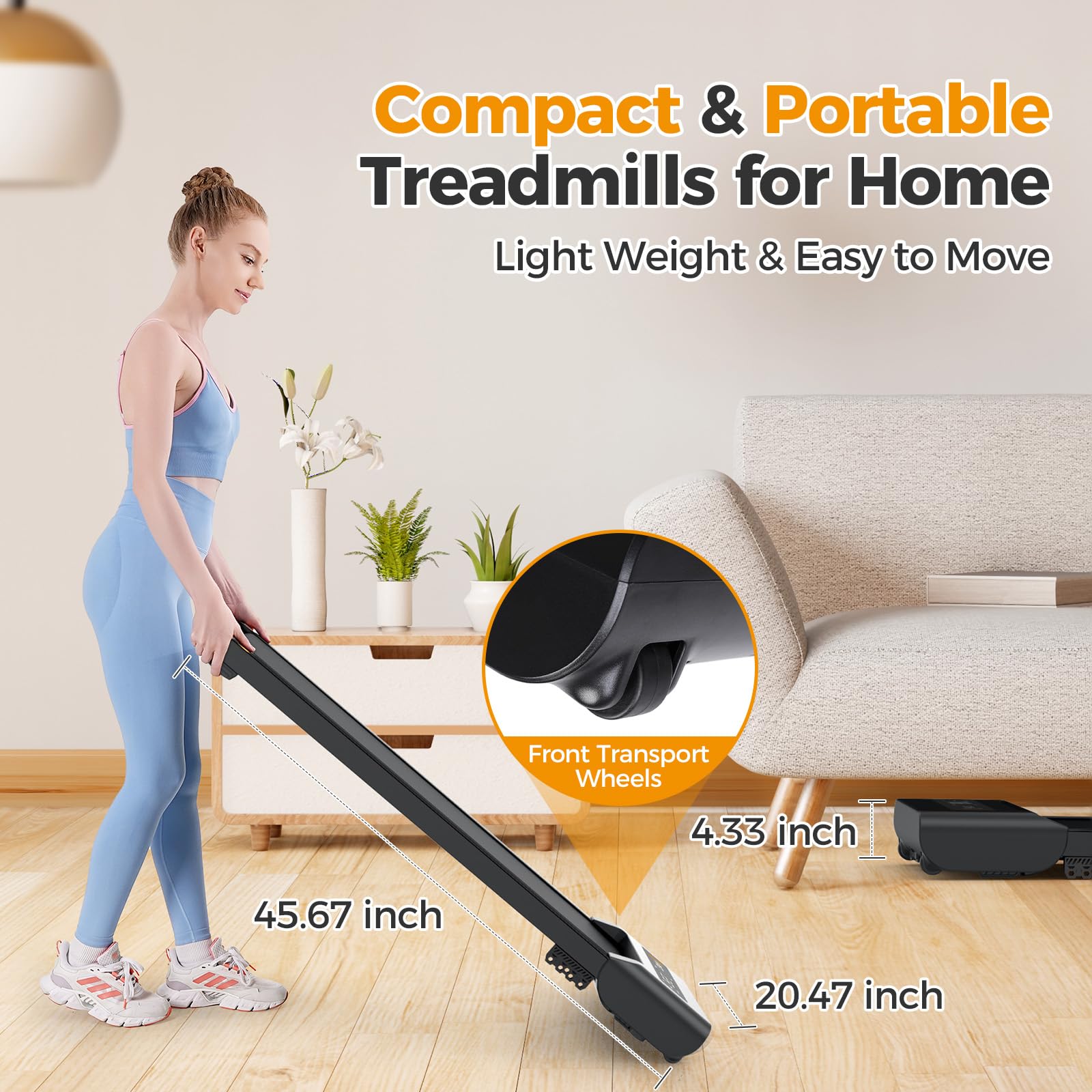 Under Desk Treadmill with Incline - 2 in 1 Walking Pad for Home & Office, 300 lbs Capacity Portable Treadmill with Remote Control & LED Display - Perfect for Work from Home, Small Spaces & Apartment Workouts