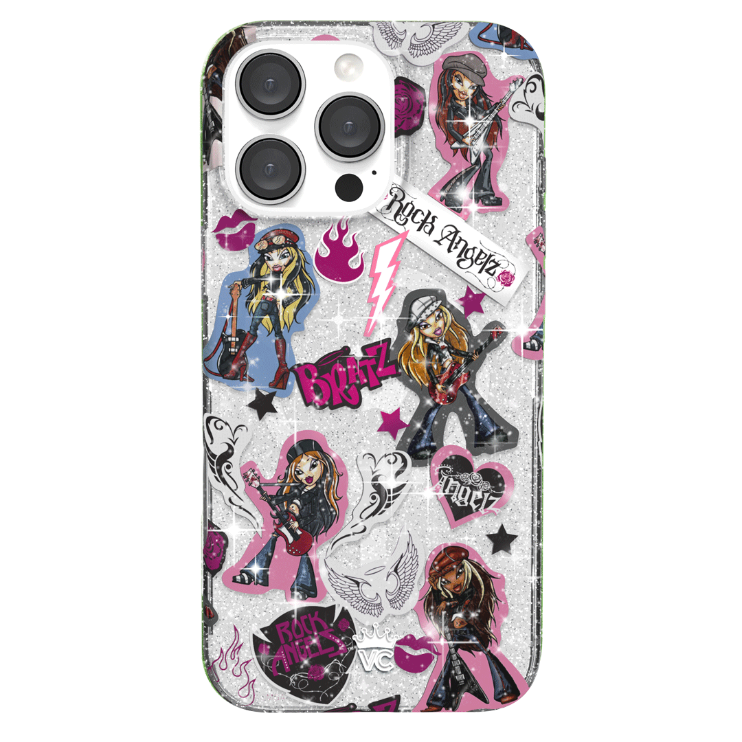 Bratz Rock Angelz Glitter iPhone Case - Trendy Sparkle Phone Cover for iPhone 13/14/15 Pro Max - Perfect for Concerts, Parties & Fashion Lovers