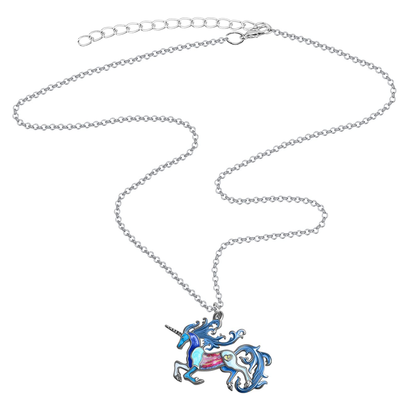 BONSNY Fantasy Enamel Alloy Unicorn Necklace Pendant - Elegant Horse Jewelry for Women & Girls, 18