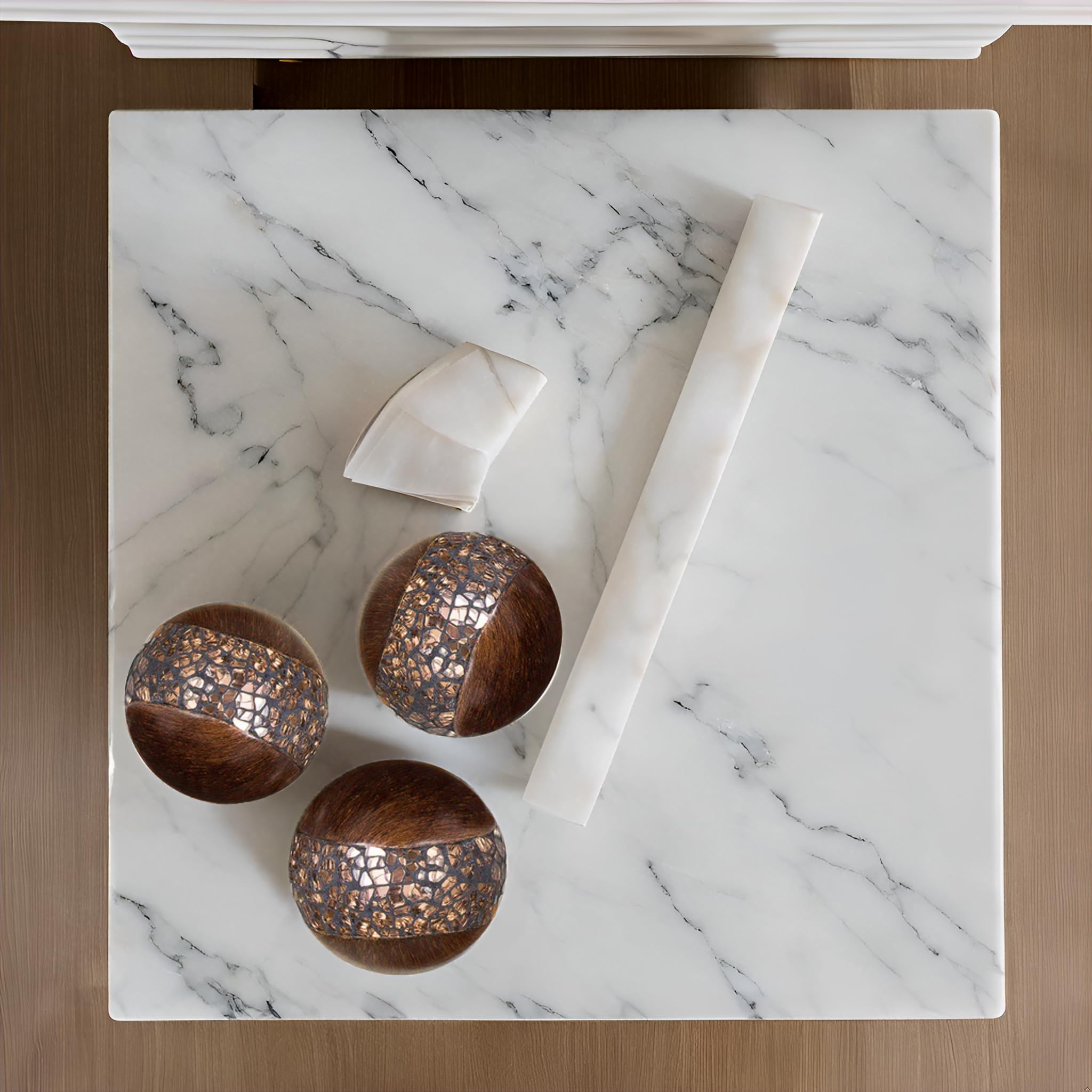 Schonwerk Brown Resin Centerpiece Bowl with 3 Matching Orbs - Elegant Coffee Table Decor for Living Room & Dining Room - Home Decor Accent Piece for Mantel, Entryway, and Wedding Centerpieces - Perfect for Holiday Gatherings and Dinner Parties