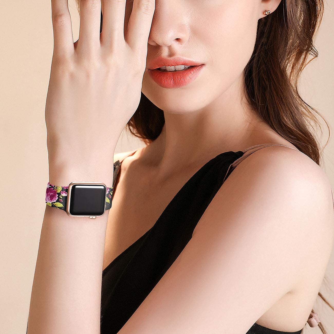 Lerobo Floral Print Silicone Replacement Band for Apple Watch Series 9/8/7/6/5/4/3/2/1 & SE - Compatible with 38mm 40mm 41mm Women's iWatch - Pink Flower Pattern (M/L Size) | Perfect for Workouts, Daily Wear & Fashion Accessories