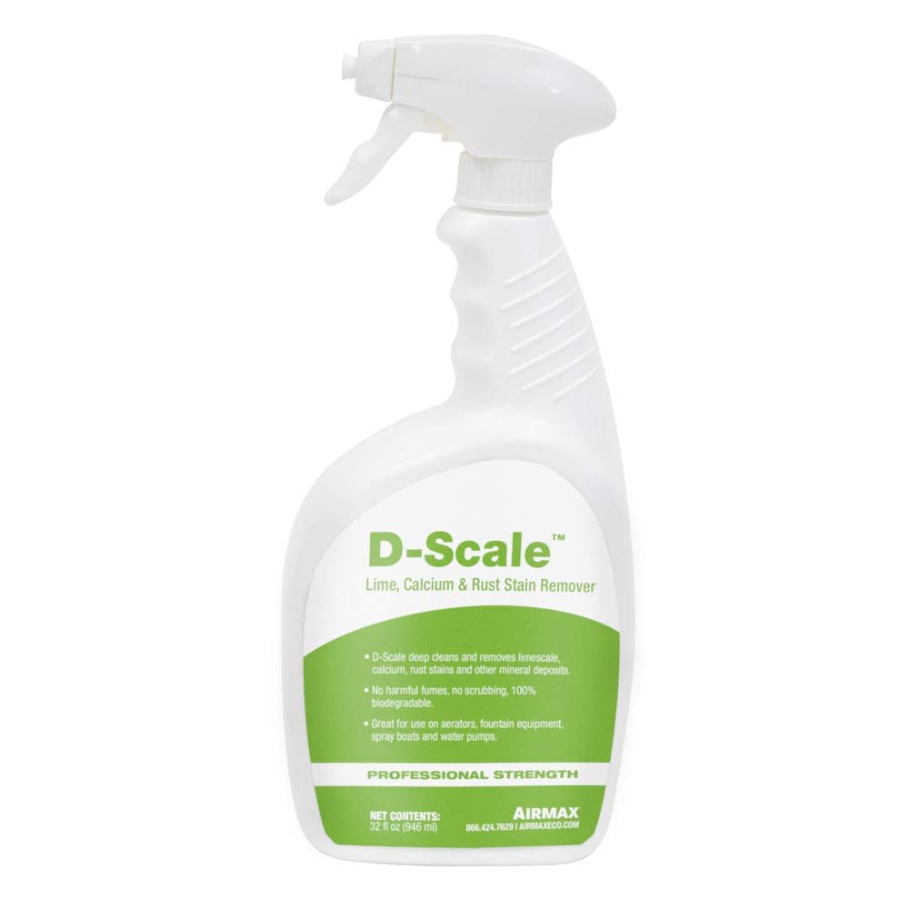 Airmax D-Scale Fountain & Aeration Cleaner - 32 oz Spray Bottle (Case of 8) - Removes Algae & Mineral Deposits for Ponds, Fountains & Water Features