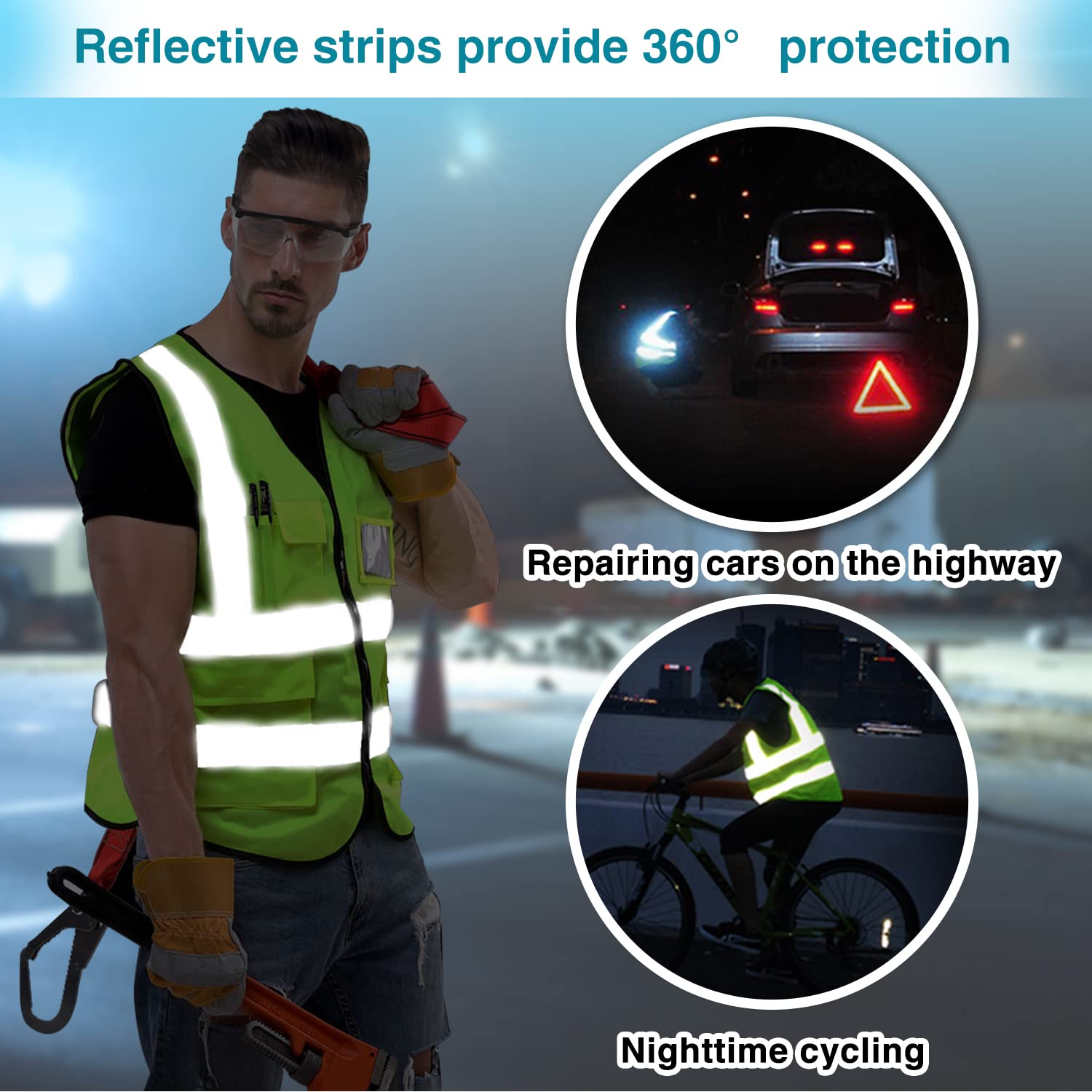 Cooling Safety Vest with 20 Ice Packs - Breathable Heat Relief Vest for Men & Women - Ideal for Construction, Landscaping & Outdoor Work in Hot Weather