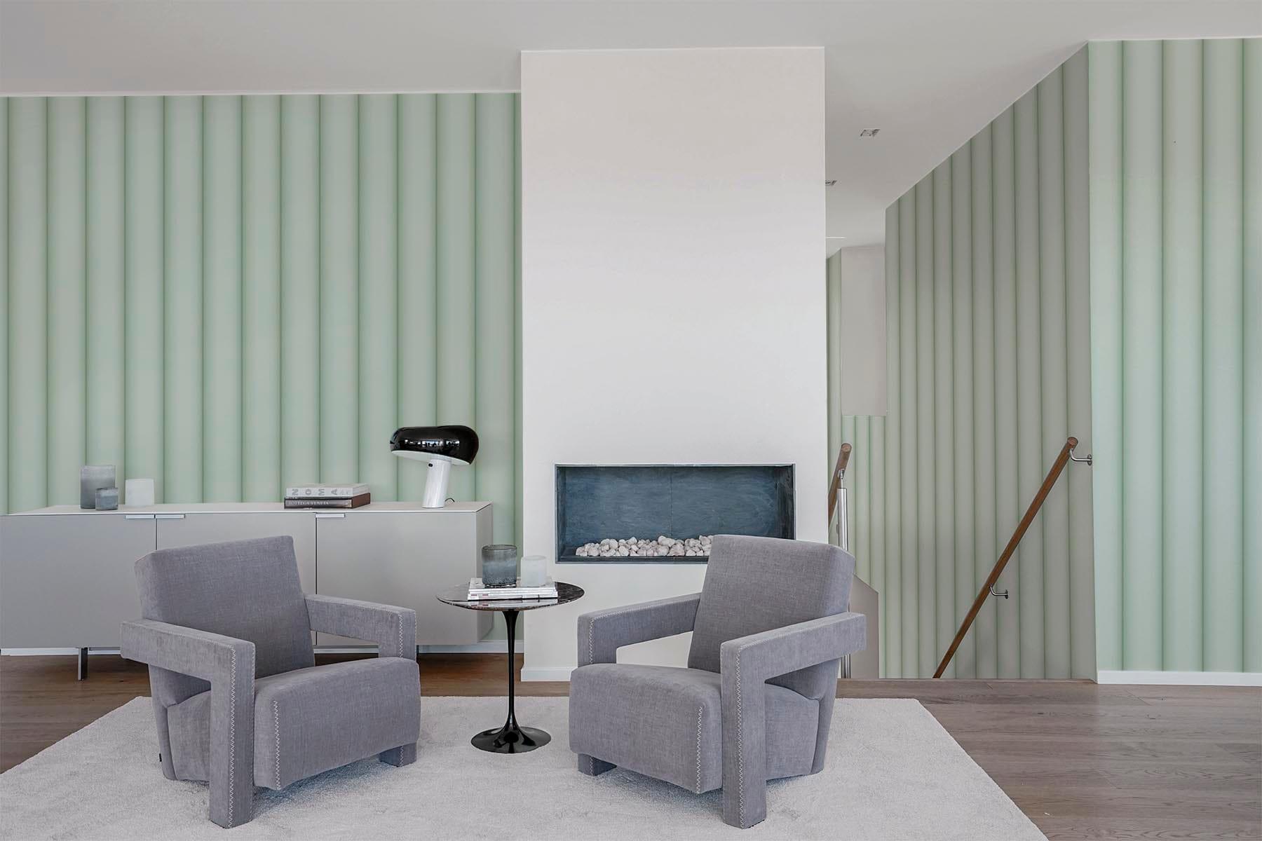 Large Soft Green Curved Wall Panel - Elegant Home Decor for Living Room, Bedroom & Office