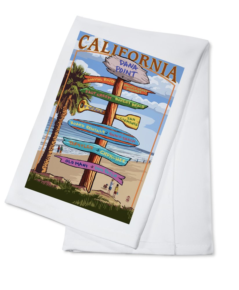 Dana Point California Signpost Tea Towel - 100% Cotton Decorative Hand Towel for Kitchen & Home - Perfect for Coastal Decor, Housewarming Gifts & Beach House Essentials