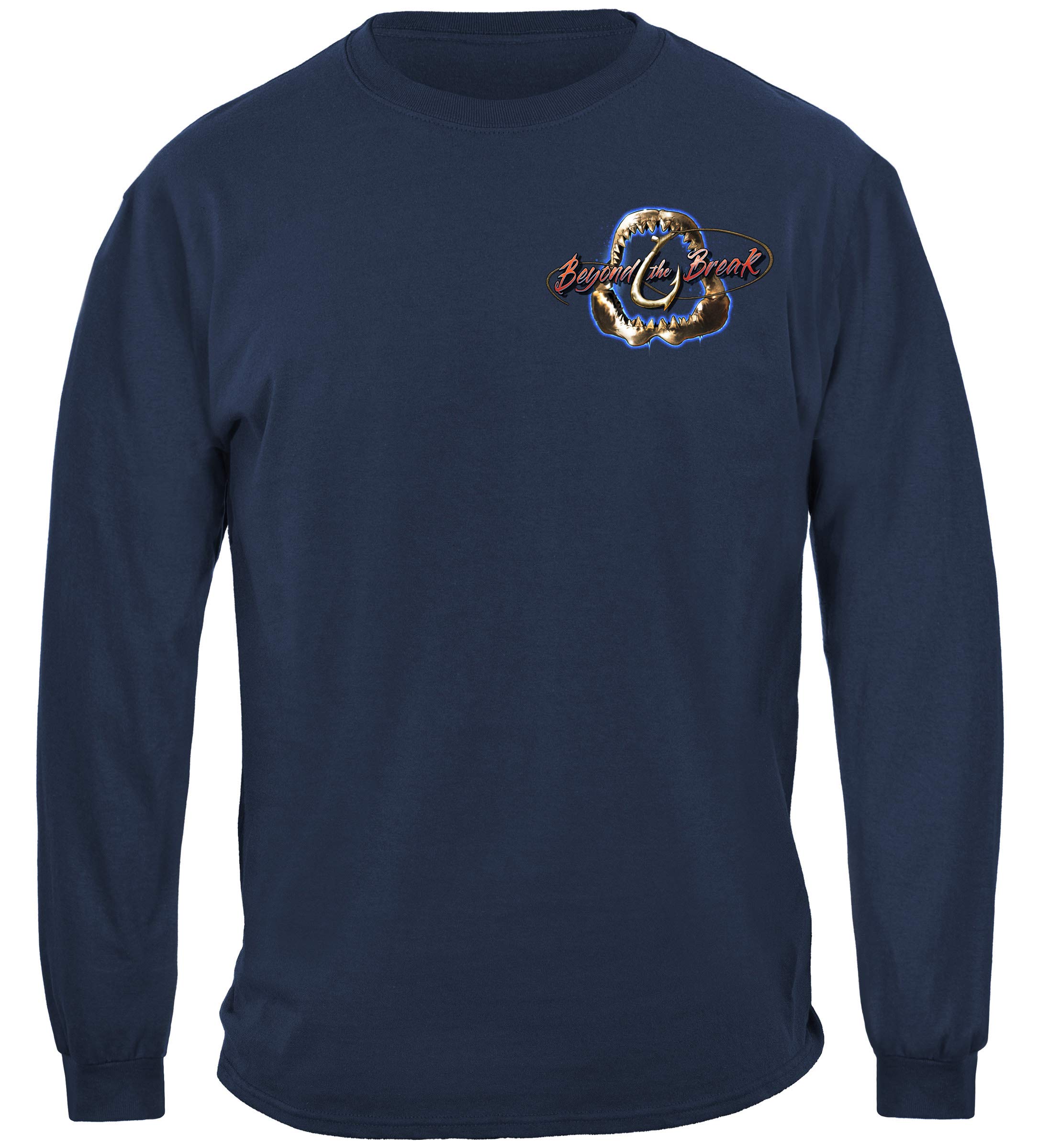 Erazor Bits Fishing Shark Offshore Long Sleeve Shirt - 100% Cotton Patriotic Deep Sea Fishing Tee for Men - Comfortable Saltwater Fishing Apparel (3X-Large) - Perfect for Deep Sea Fishing, Shark Fishing & Outdoor Adventures