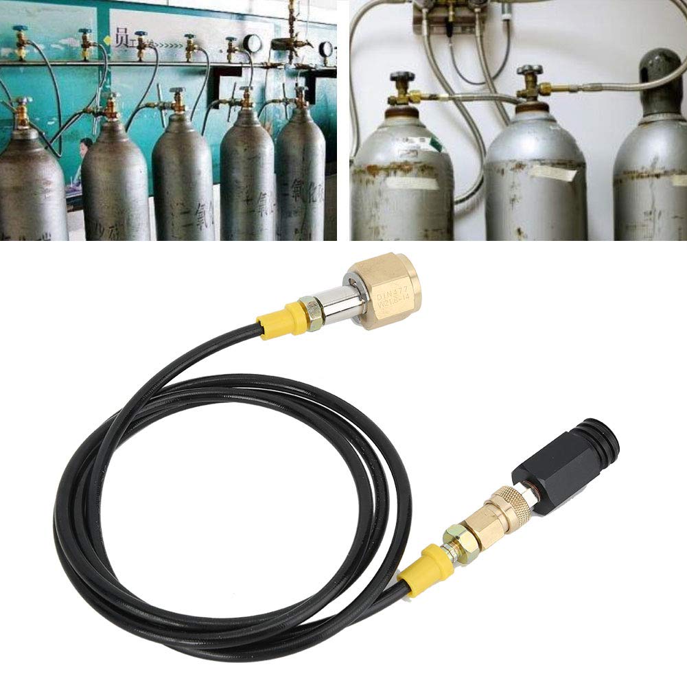 1.5M W21.8-14 DIN477 CO2 Tank Adapter Soda High Pressure Hose Kit for SodaStream - Home & Office Carbonation Accessories - Perfect for DIY Sparkling Water & Soda Making