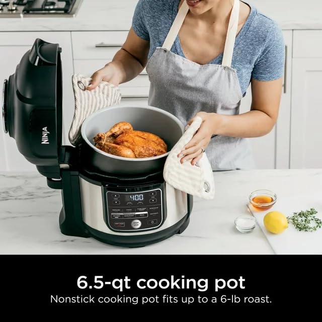 Ninja Foodi OS300 10-in-1 6.5-Quart Pro Pressure Cooker & Air Fryer Multicooker with Cyclonic Grilling Technology - Indoor Grill, 500°F Wide Temperature Range & Smoke Control System - Perfect for Family Dinners, Meal Prep & Healthy Cooking