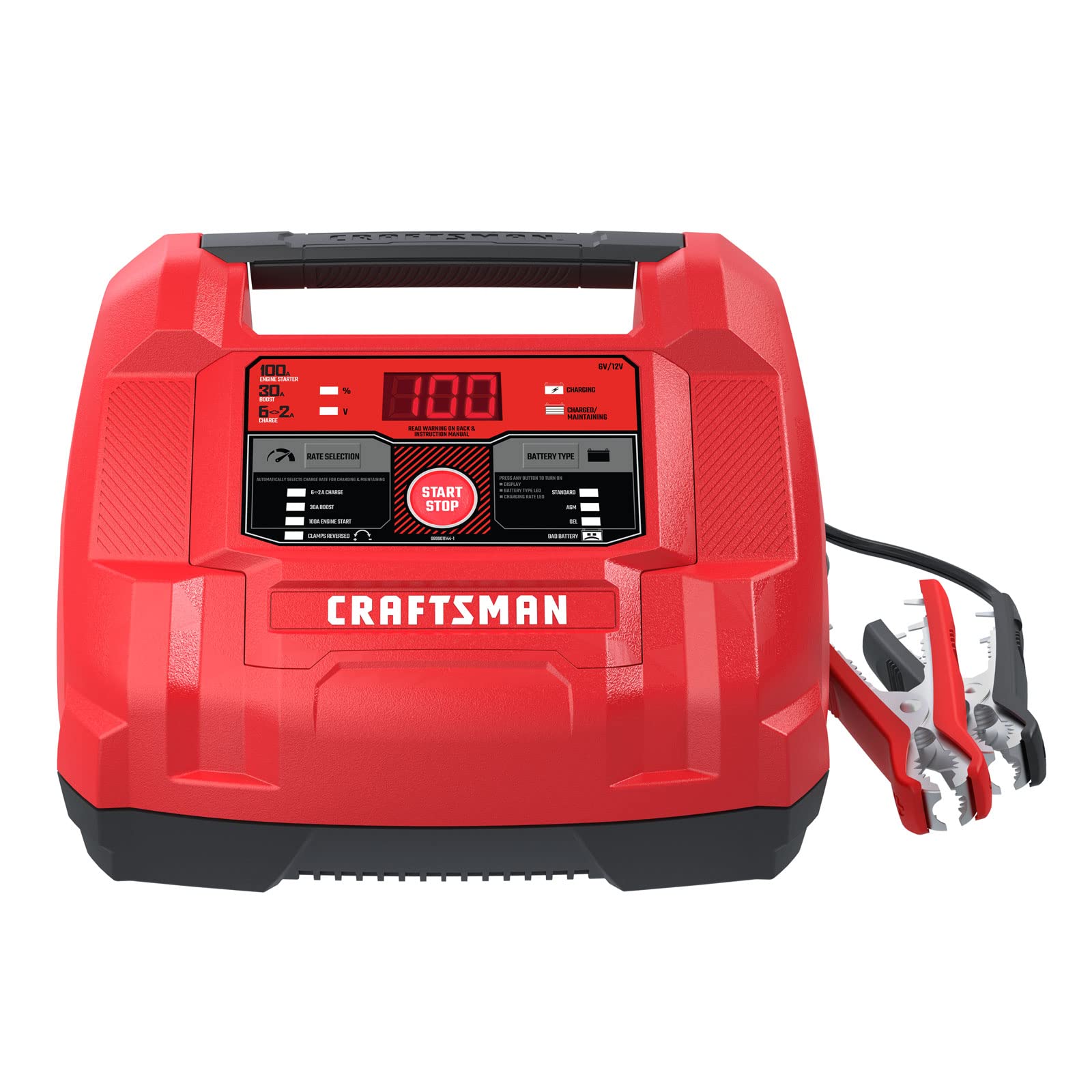 CRAFTSMAN 6-in-1 Fully Automatic Battery Charger & Engine Starter CMXCESM253 - 100 Cranking Amps, 6V/12V Battery Tester & Alternator Tester for Car, SUV, Truck & Marine Batteries - Perfect for Roadside Emergencies & Winter Vehicle Maintenance