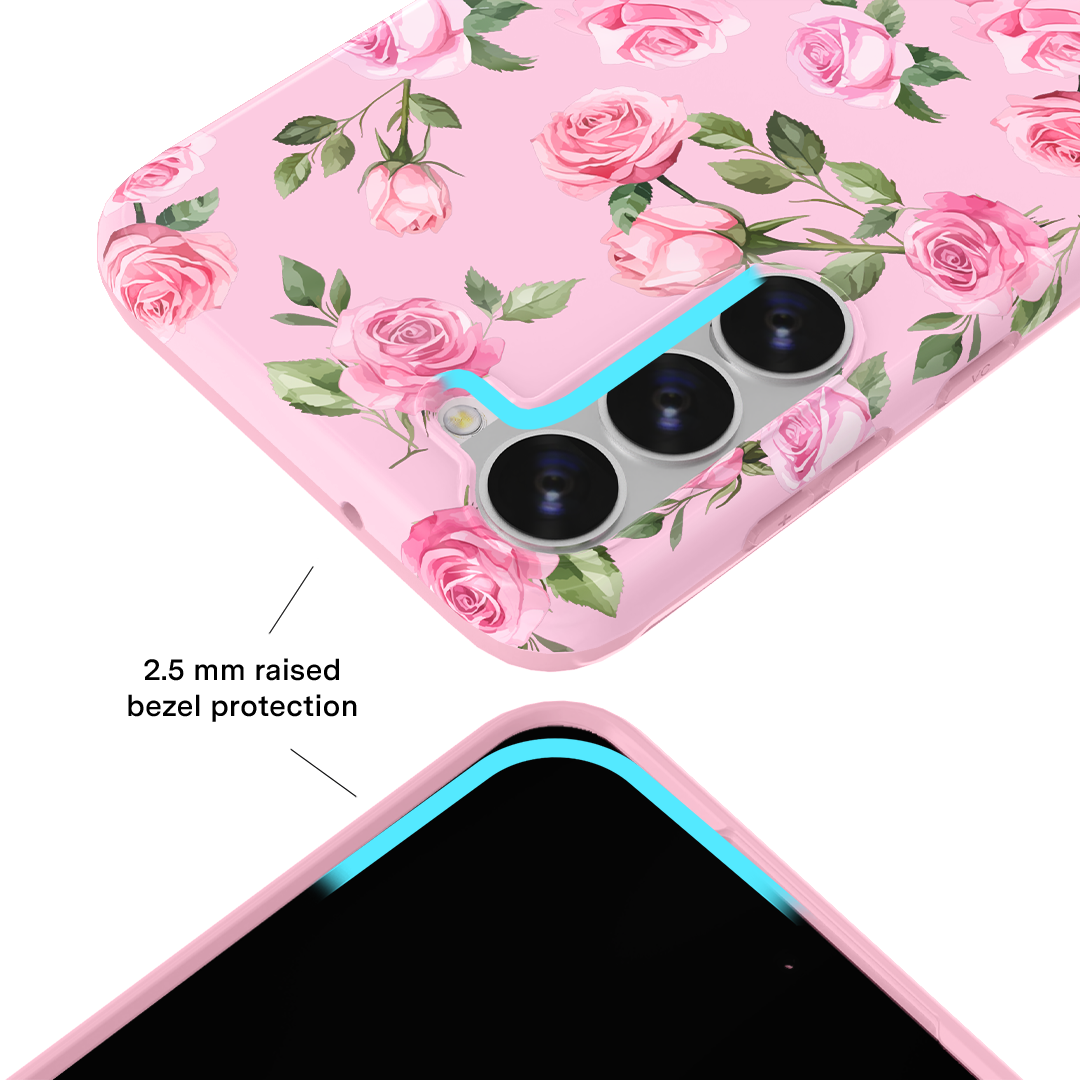 Pink Rose Floral Samsung Phone Case - Cute Protective Cover for Samsung Galaxy [Model] - Perfect Gift for Women, Girls, Teens - Ideal for Everyday Use, Birthday, Valentine's Day