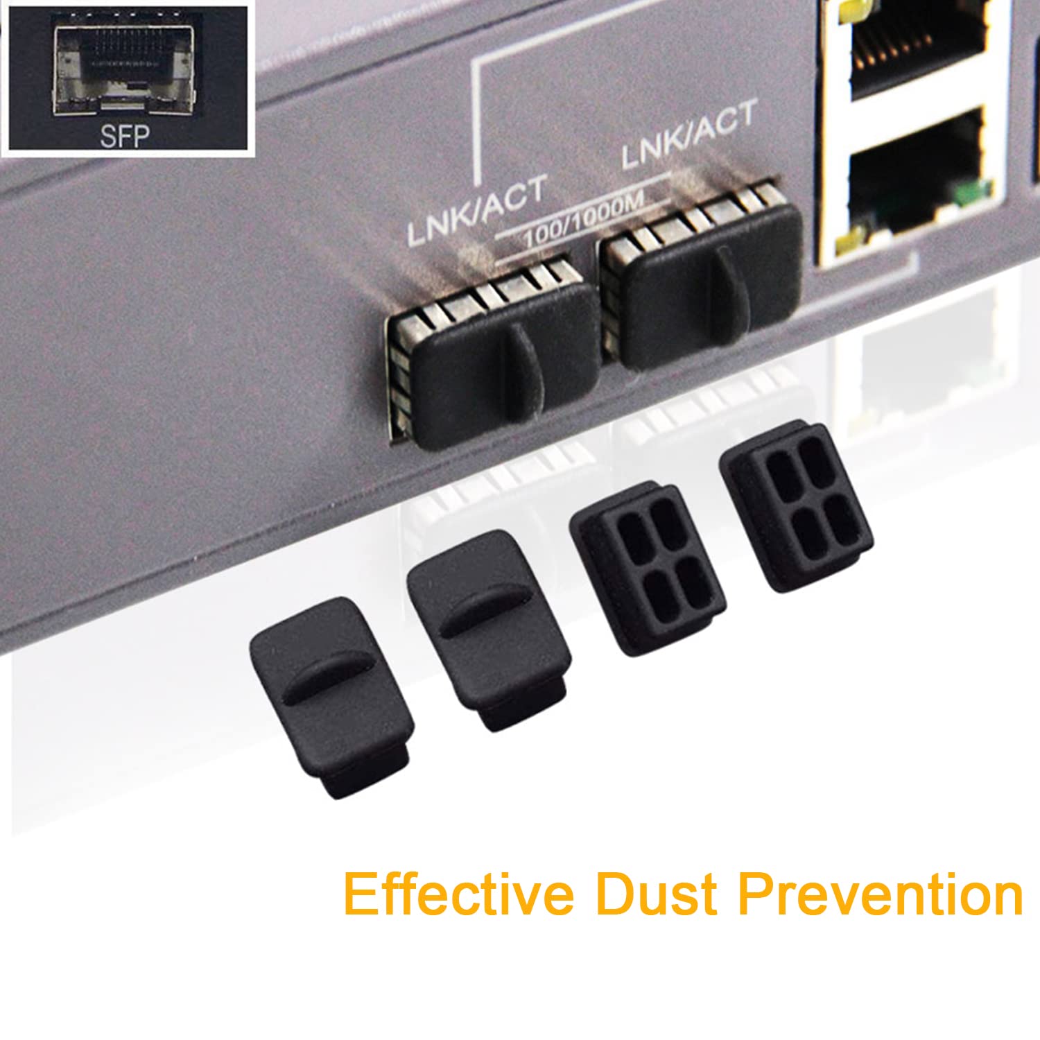 5-Pack Black Silicone SFP-A Port Dust Cover - Anti-Dust Protector Plug for Computer, Digital Socket & Printer - Perfect for Home Office, Server Rooms & Data Centers
