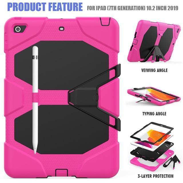 Military-Grade Shockproof Rugged Case for iPad 10.2 (7th/8th Gen 2019/2020 Models A2200/A2198/A2197) - Heavy Duty Silicone Protective Cover for Work, Travel & Outdoor Use