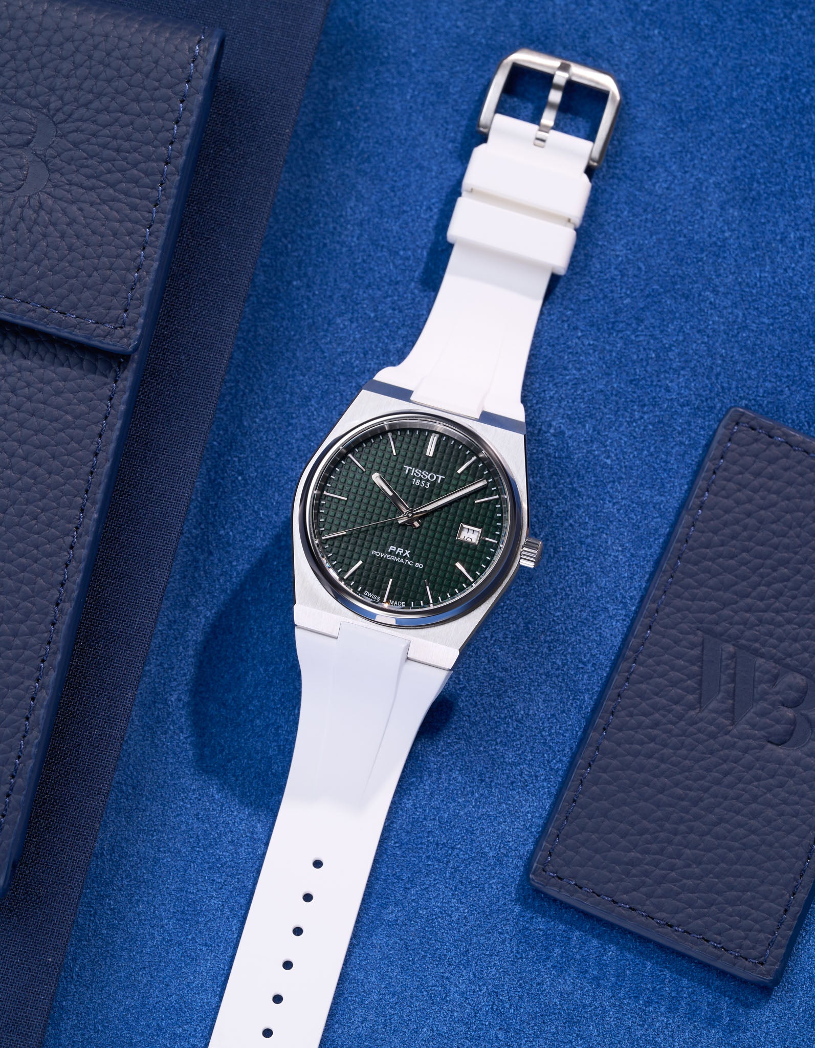 Premium FKM Rubber Strap for Tissot PRX Powermatic 80 Watch - 40mm Green Replacement Band - Durable & Comfortable for Sports, Outdoor & Everyday Wear