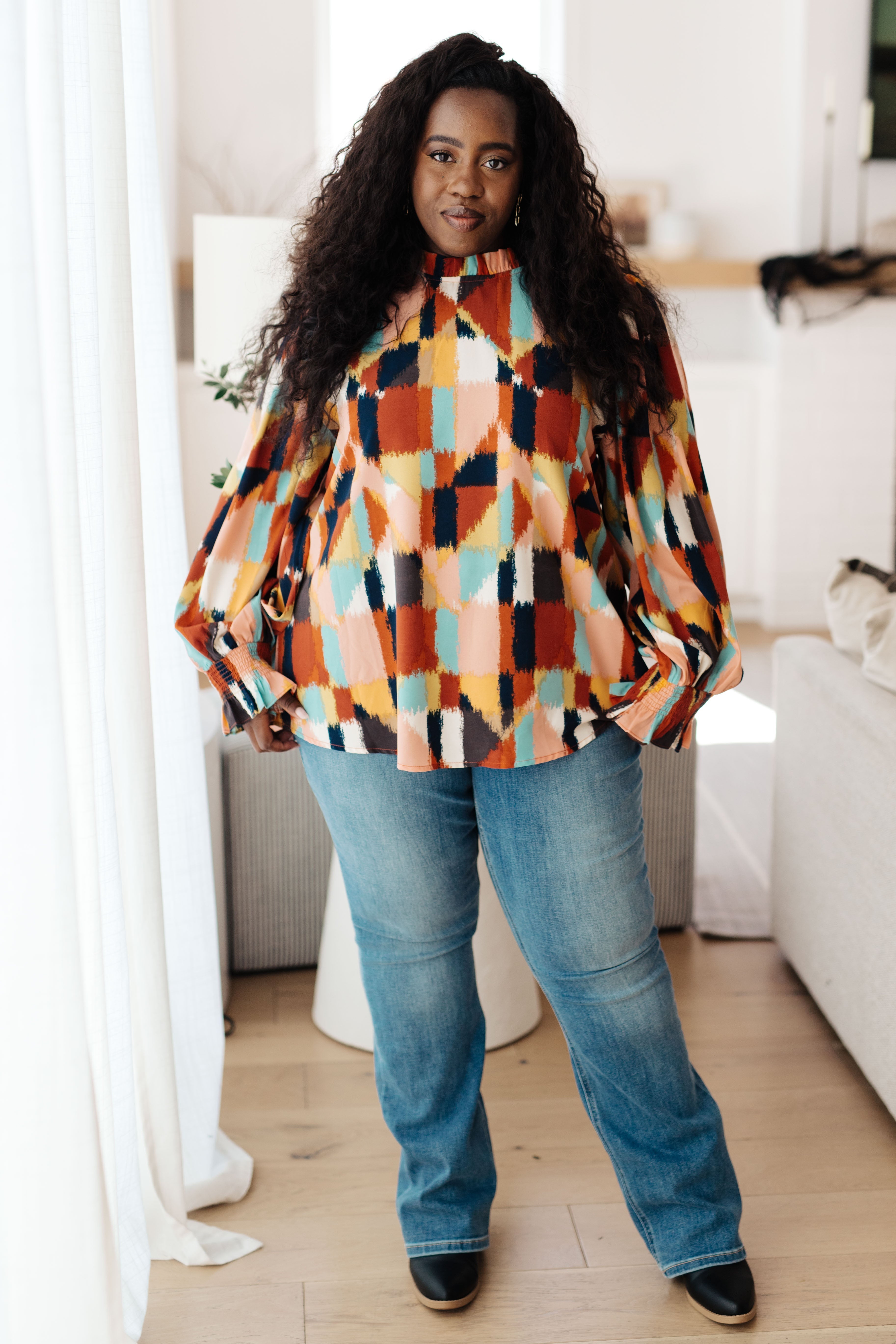 Stylish Call It What It Is Mod Print Blouse - Trendy 60s Inspired Top for Women | Perfect for Casual Outings, Office Wear & Retro-Themed Parties