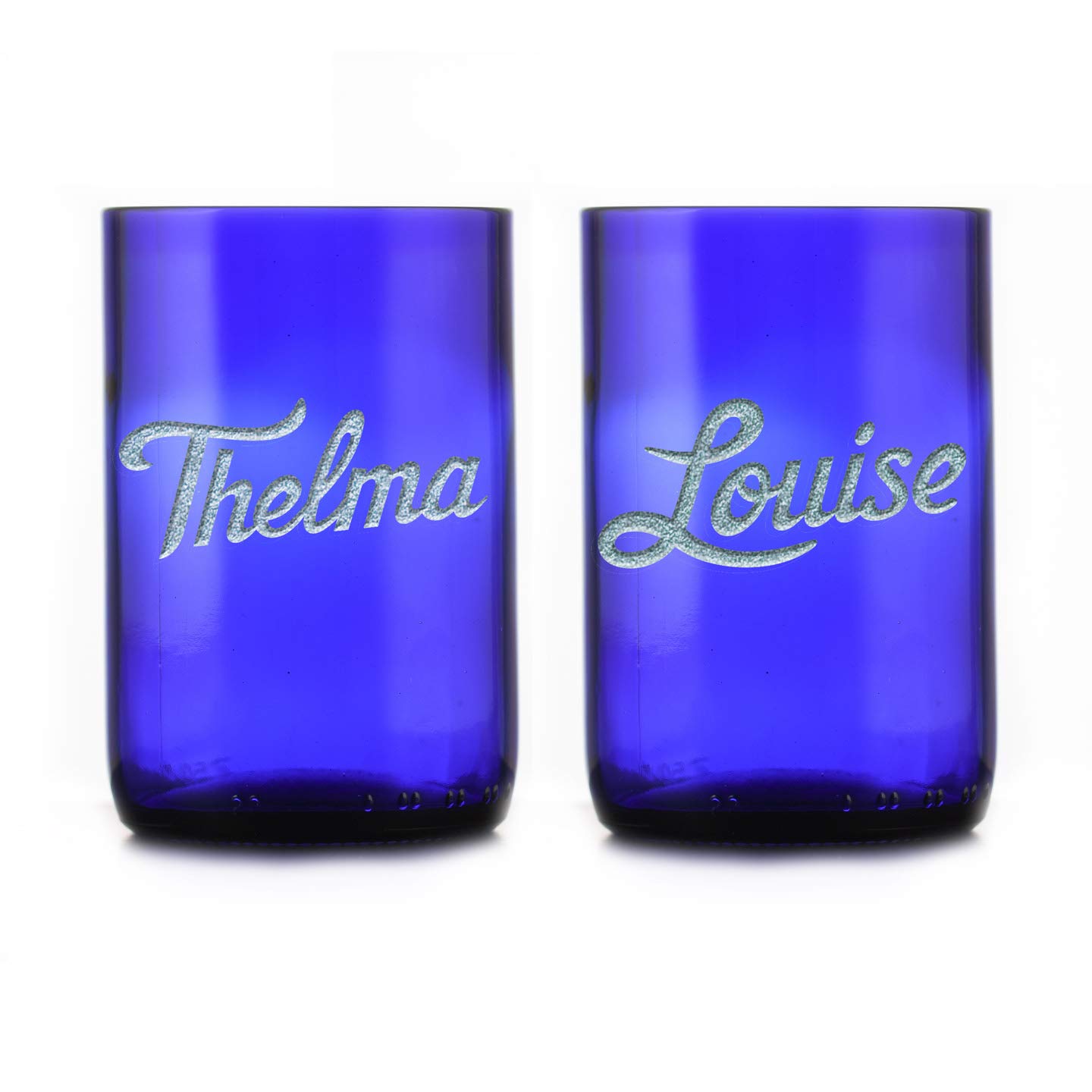 Thelma & Louise Engraved Tumbler Set - 16oz Insulated Stainless Steel Cups with Lid & Straw, Recycled Wine Bottle Glass - Perfect for Movie Nights, Gifts & Home Decor