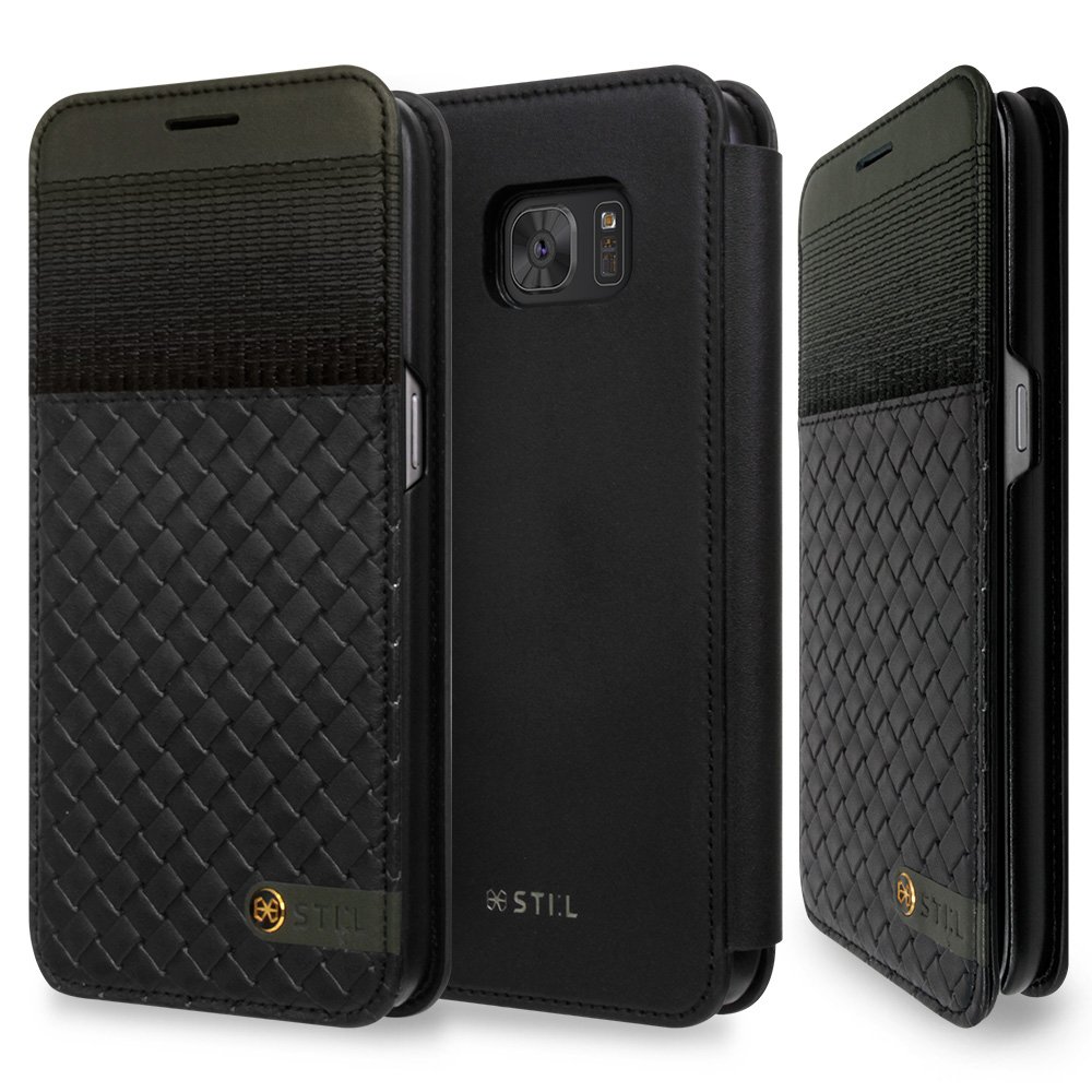 Premium Galaxy S7 Case - SPIGA Targa Series Black Leather Cover with Card Slots | Slim Protective Phone Case for Daily Use, Travel & Business Meetings