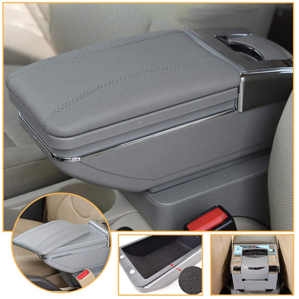 Pegas Single Layer PU Leather Car Center Console Cover - Thin Gray Armrest Protector for Comfort & Style | Perfect for Sedans, SUVs, and Daily Commuting