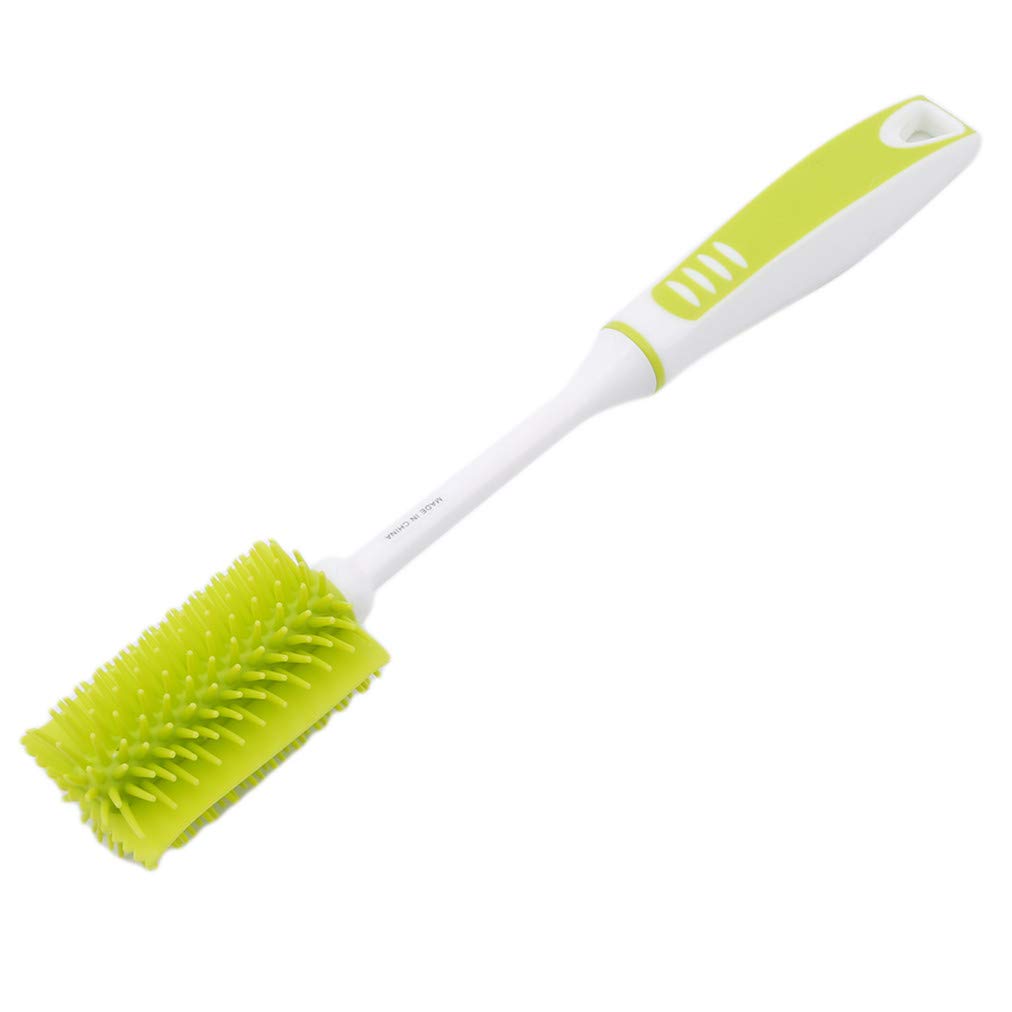 Sevenfly Silicone TPR Bottle Brush - Long-Lasting Kitchen Cleaning Brush for Baby Bottles, Cups, Mugs & Narrow Containers - Eco-Friendly Dishwasher Safe Scrubber (Green) - Perfect for Home, Office & Travel Use