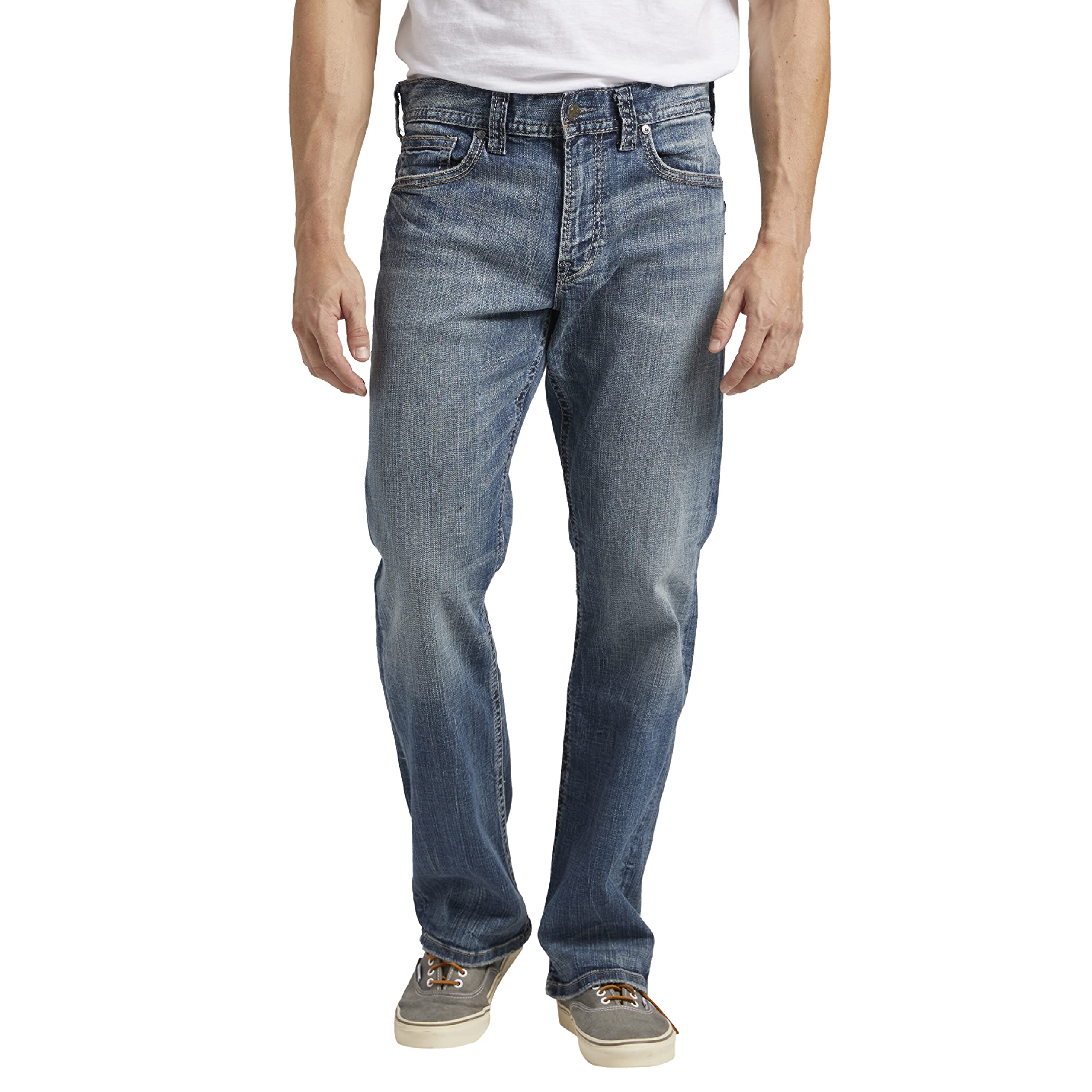Silver Jeans Co. Men's Gordie Relaxed Fit Straight Leg Denim Jeans - Comfortable Casual Wear for Everyday & Work | Durable & Stylish Men's Pants