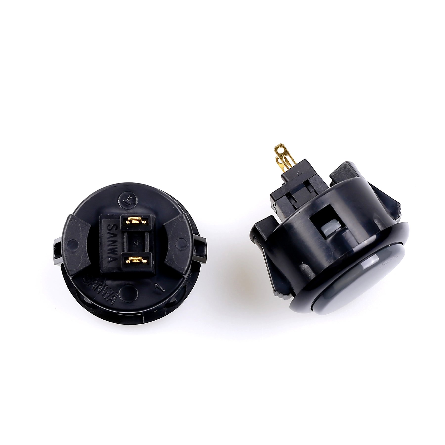Original SANWA 6-Piece OBSF-30 30mm Arcade Push Buttons - Compatible with JAMMA Video Games & Fighting Sticks (Black/Gray) - Perfect for Arcade Cabinet Builds & DIY Gaming Controllers