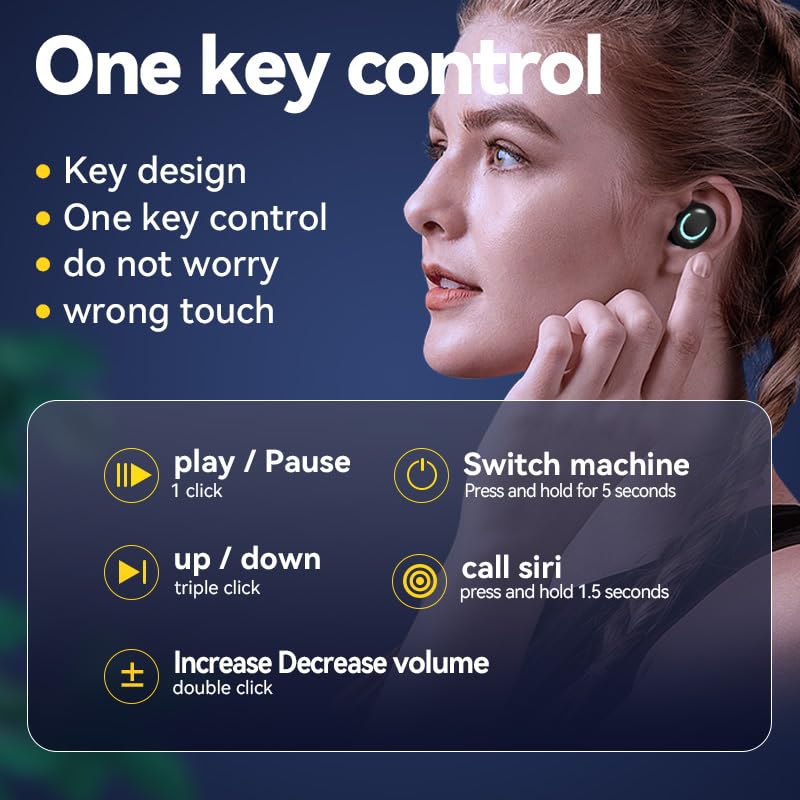 FRESHEN - Mini Bluetooth Earbuds with Mic, LED Power Display, True Wireless Stereo Sound | Perfect for Gym, Running, Commuting & Work Calls