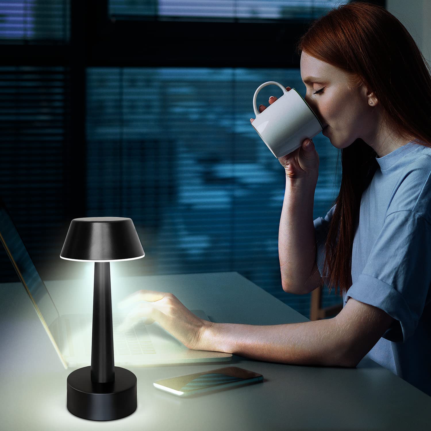 Egobasic Rechargeable Cordless Small Table Lamp - Portable Battery Operated Touch Control 3-Way Dimmable Night Light - Metal Bedside Lamp for Bedroom, Living Room, Office, Hotel & Restaurant Decor (Black) | Perfect for Reading, Relaxing & Ambient Lighting