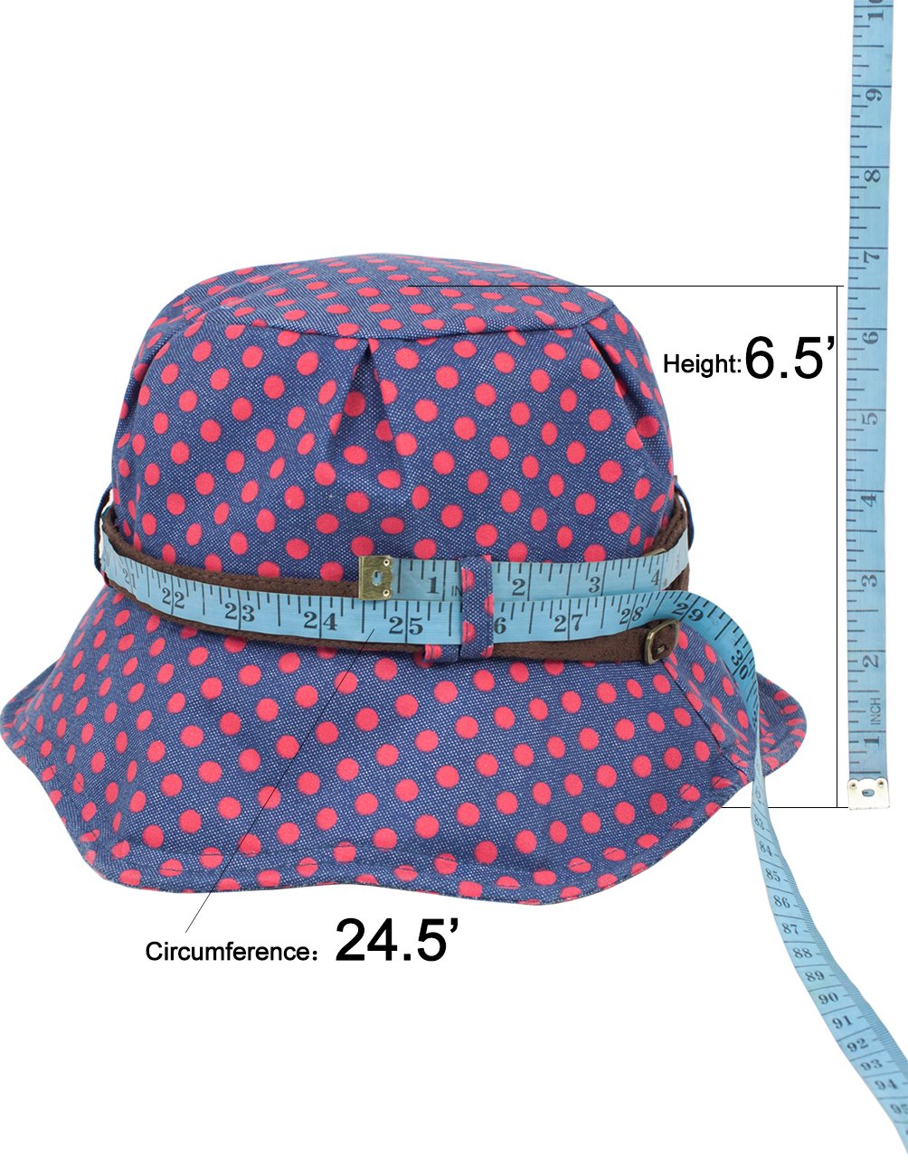 Dahlia Women's Summer Sun Hat - Wide Brim Bucket Hat with Adjustable Belt & Stylish Polka Dot Design - UV Protection for Beach, Gardening, and Outdoor Activities