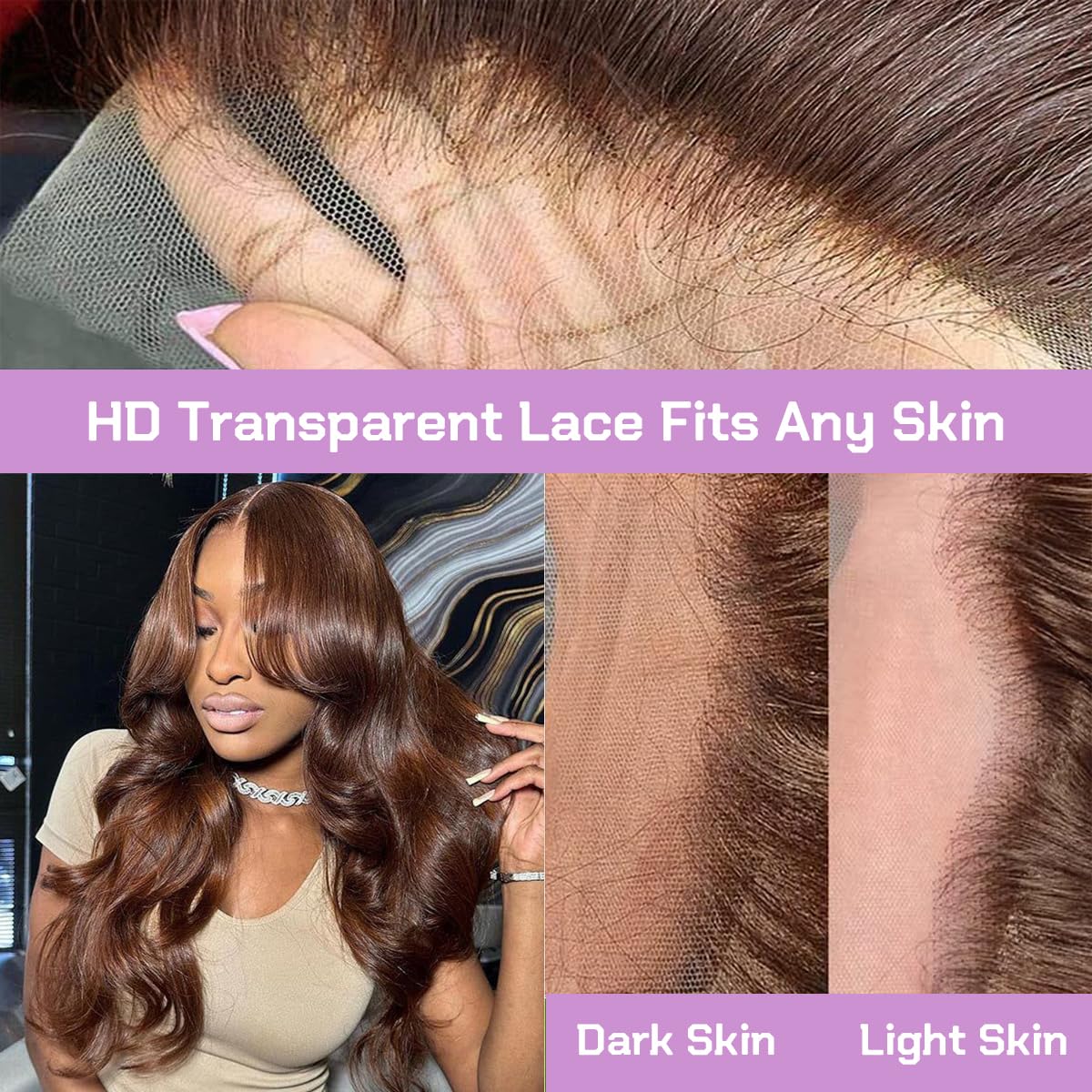 13x6 Chocolate Brown Lace Front Human Hair Wig - 200% Density Body Wave with HD Transparent Lace & Pre-Plucked Baby Hair - 26 Inch Natural Looking Wigs for Women - Perfect for Daily Wear, Special Occasions & Cosplay
