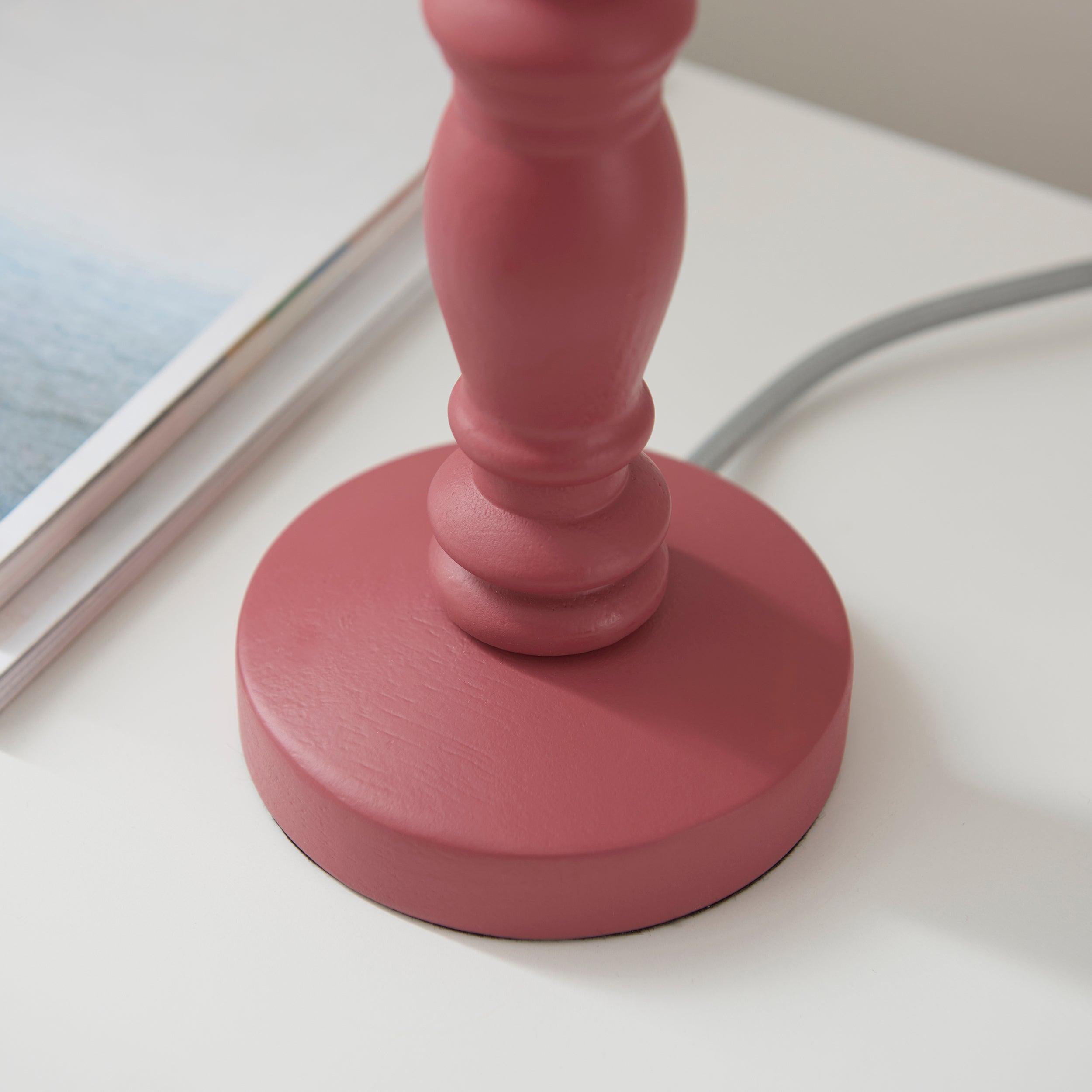 Bibury Pink Table Lamp with 16cm Leaf Design and Shell Bay Blue Shade - Perfect for Bedroom, Living Room, and Office Decor