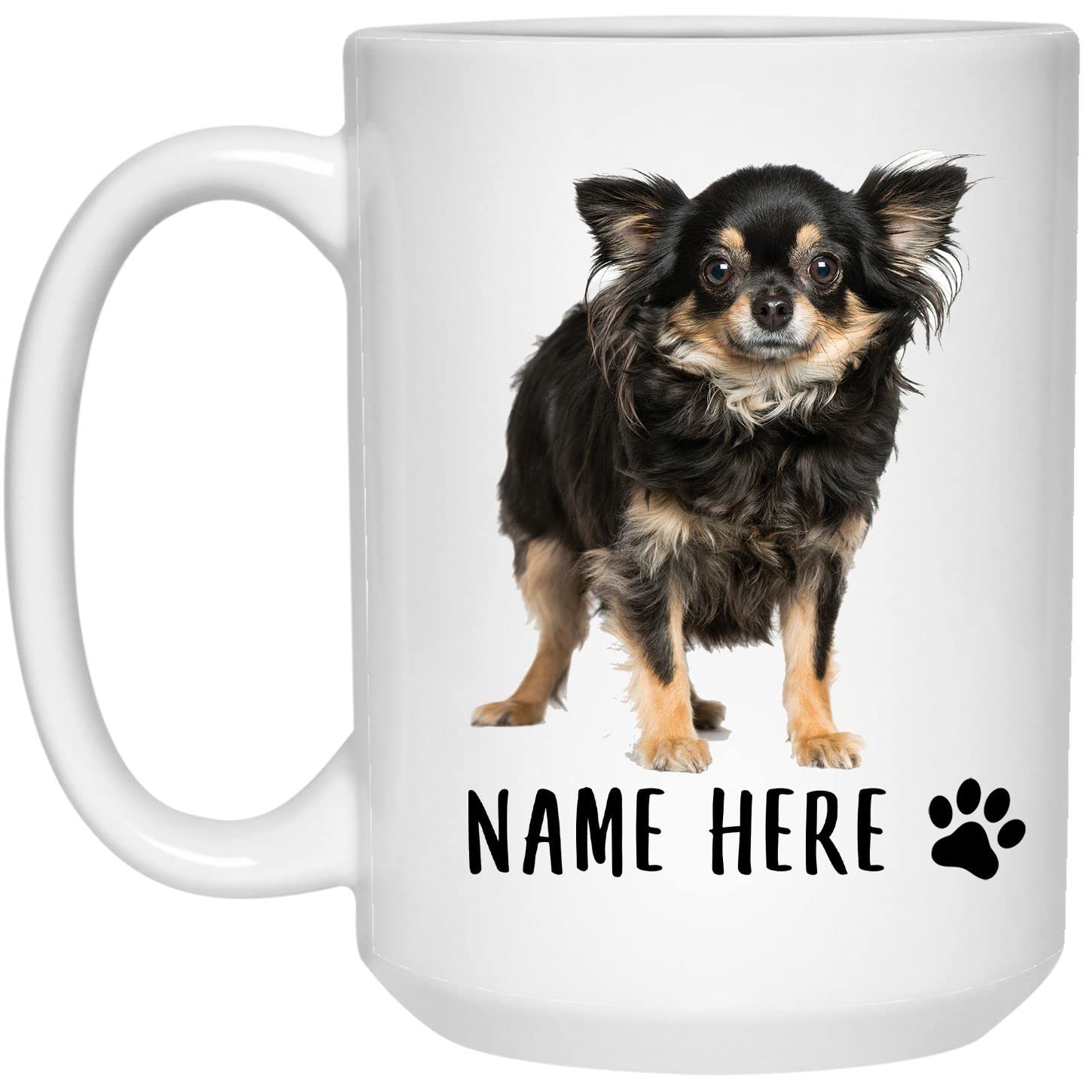 Personalized Custom Name Chihuahua Dog Lover Coffee Mug - 15oz Ceramic Cup with Standing Chihuahua Design, Funny Gift for Dog Moms & Dads - Perfect for Christmas, Birthday, Office Use & Pet Lover Gifts