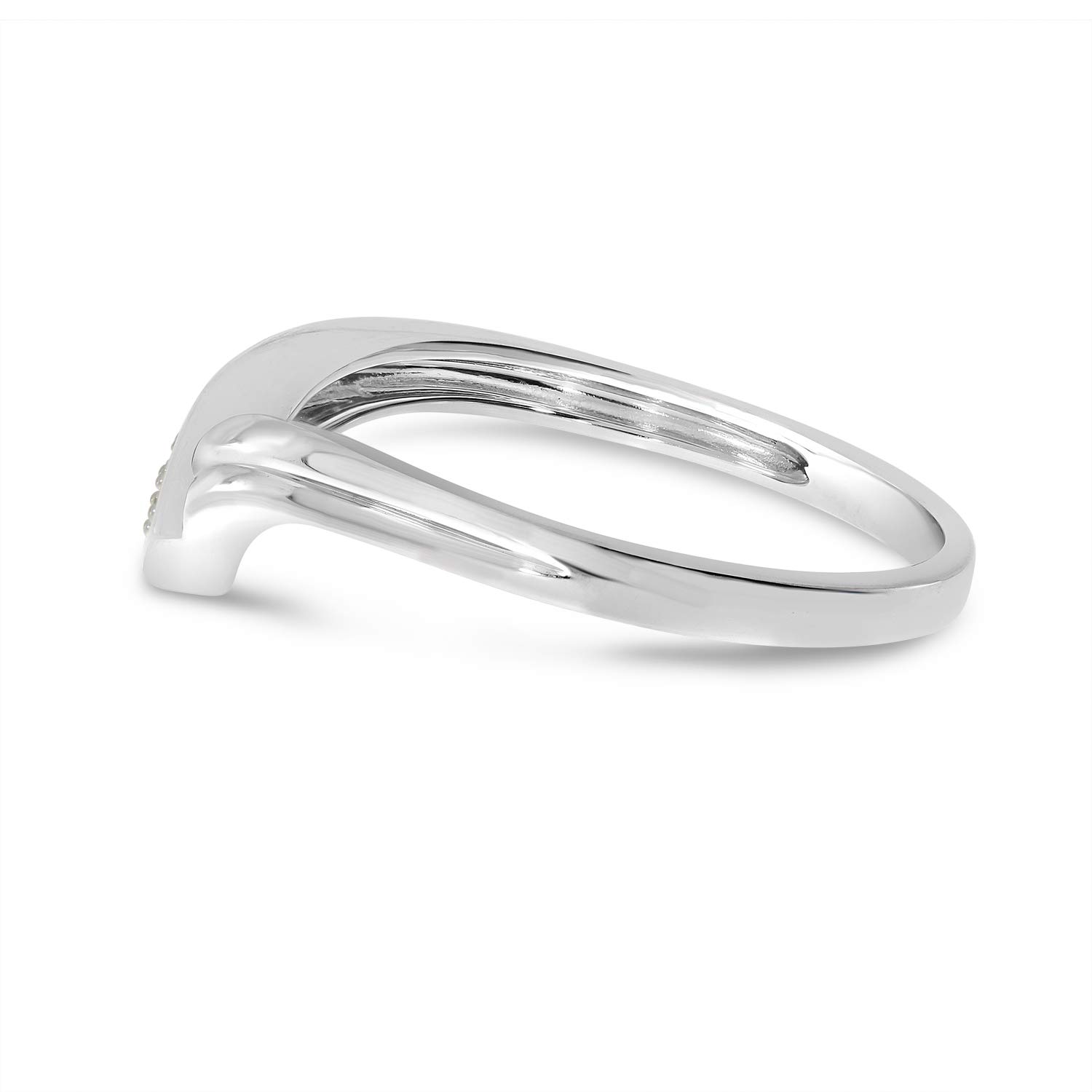 10K White Gold Diamond Chevron Ring for Women - Elegant Stackable Wedding Band, Anniversary Gift, or Everyday Jewelry - Perfect for Bridal, Engagement, or Special Occasions