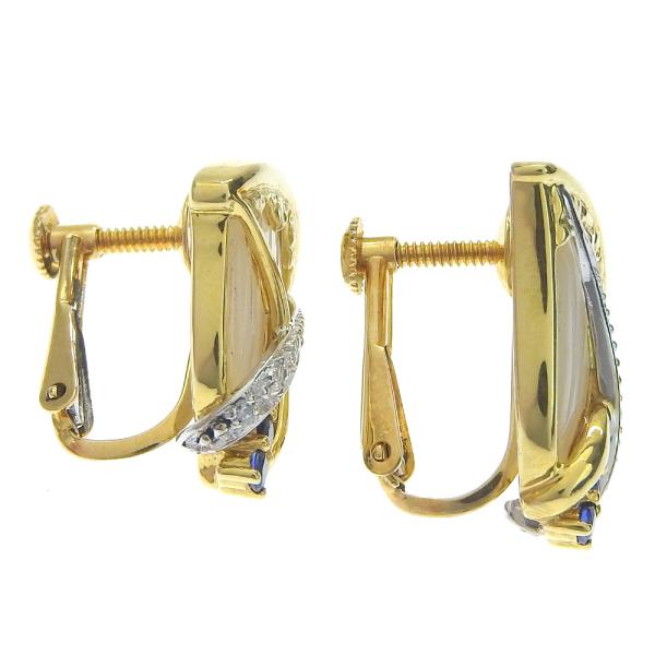 18K Gold Diamond & Sapphire Shell Earrings for Women – Luxury Handmade Jewelry Gift for Birthday, Anniversary & Wedding – Elegant Beach Party & Evening Wear Accessories