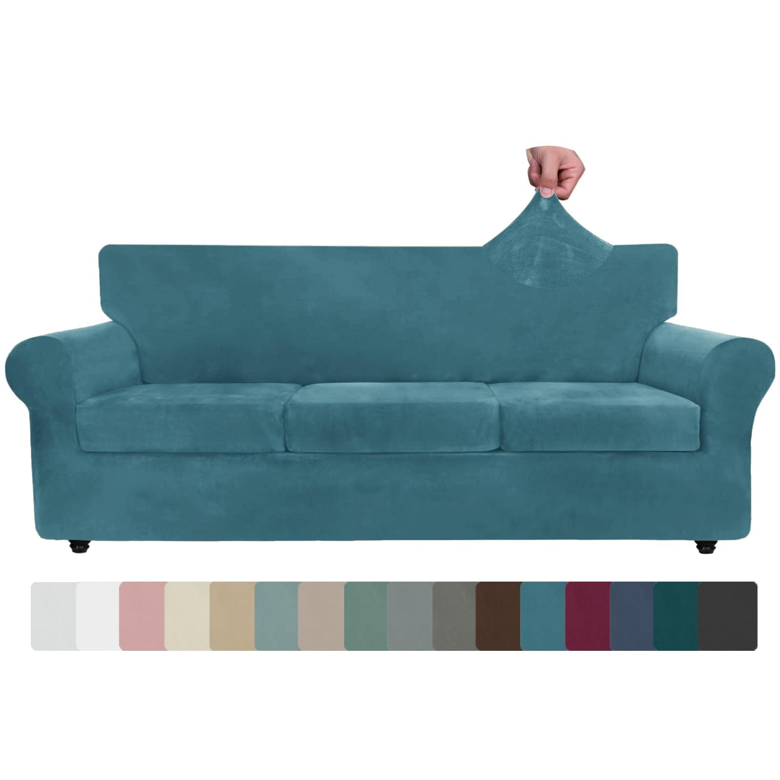 ZNSAYOTX Oversized Velvet Sofa Cover 4-Piece Set (92