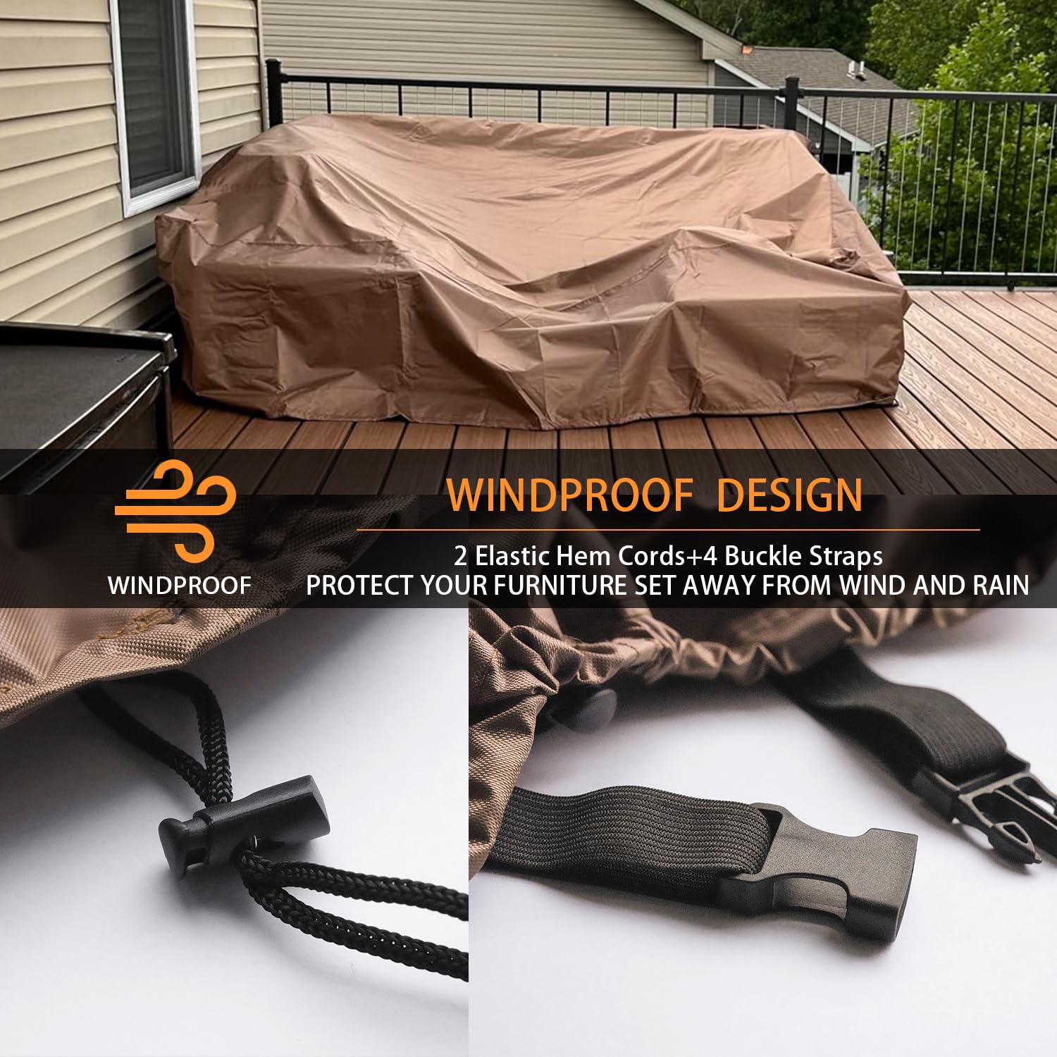 Heavy Duty Waterproof Patio Furniture Cover - Outdoor Sectional Sofa & Dining Set Protector (126