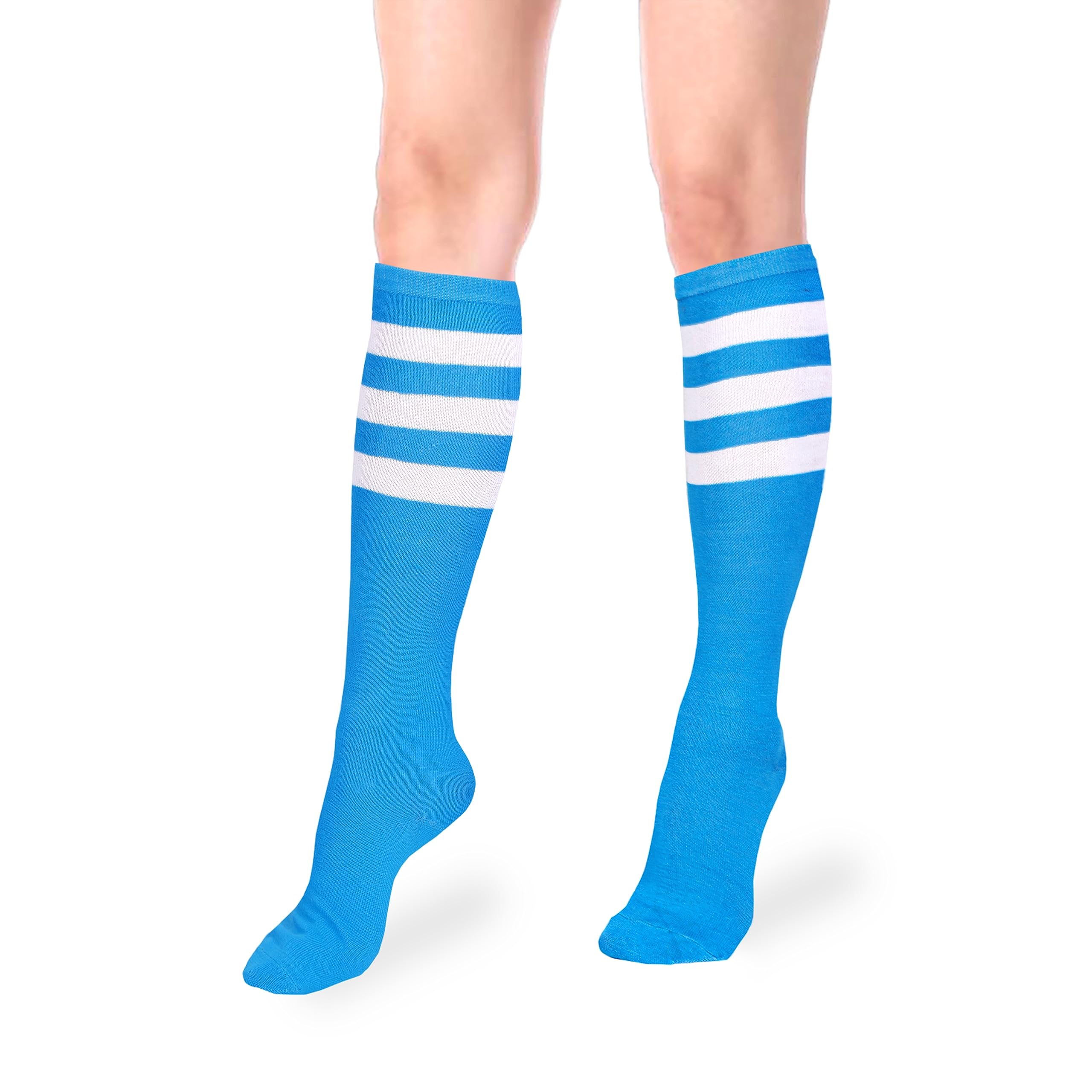 Violet Mist Women's Knee High Socks - 3 Striped Argyle Checkered Pattern Athletic Long Tube Socks for Girls & Teens - Perfect for School, Sports, Casual Outfits & Winter Fashion