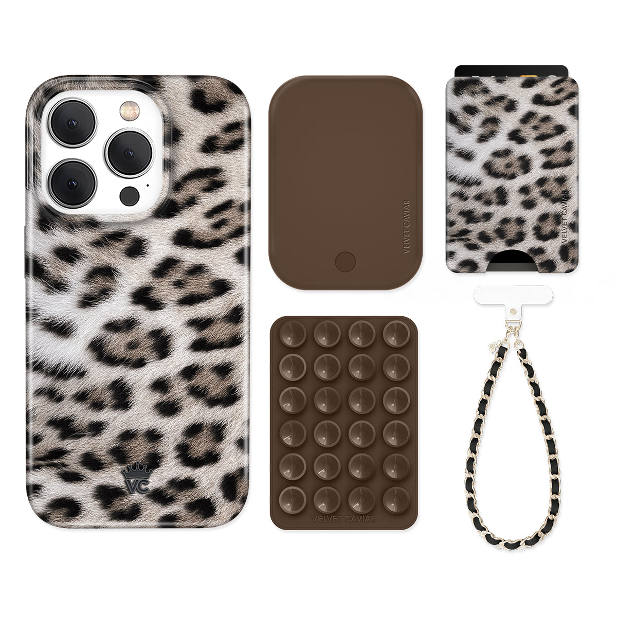 Arctic Leopard iPhone Case with Wallet Holder - Slim Protective Cover for iPhone 13/14/15 Pro Max - Perfect for Everyday Use, Travel & Shopping