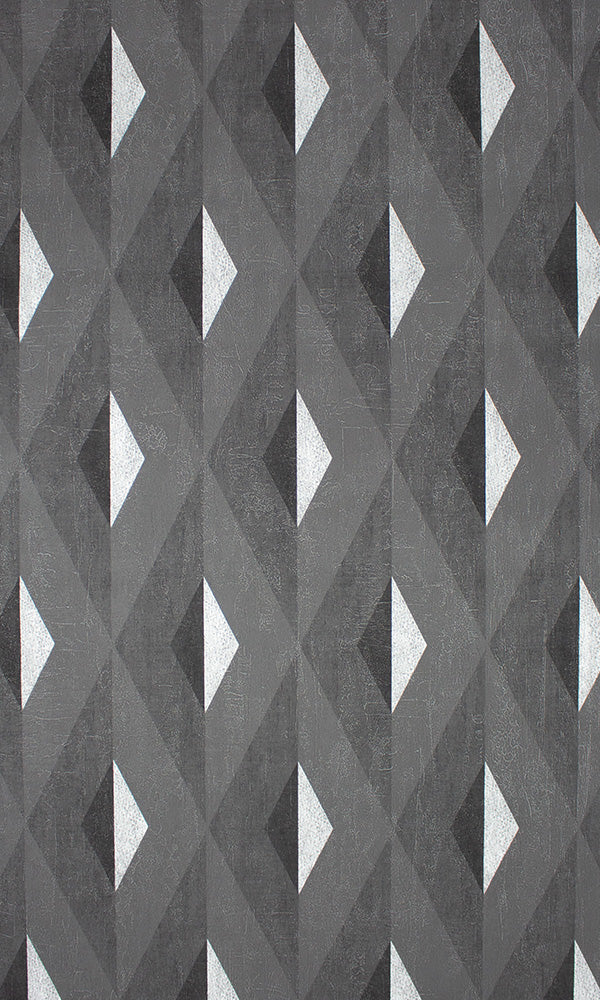 Black Metallic Diamonds Wallpaper R6986 - Premium Self-Adhesive Peel & Stick Wallpaper for Bedroom, Living Room, and Office Decor