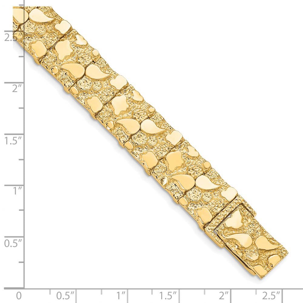 The Black Bow 12mm 10k Yellow Gold Nugget Link Bracelet, 8 Inch - Perfect for Casual Wear, Special Occasions, and Gift Giving