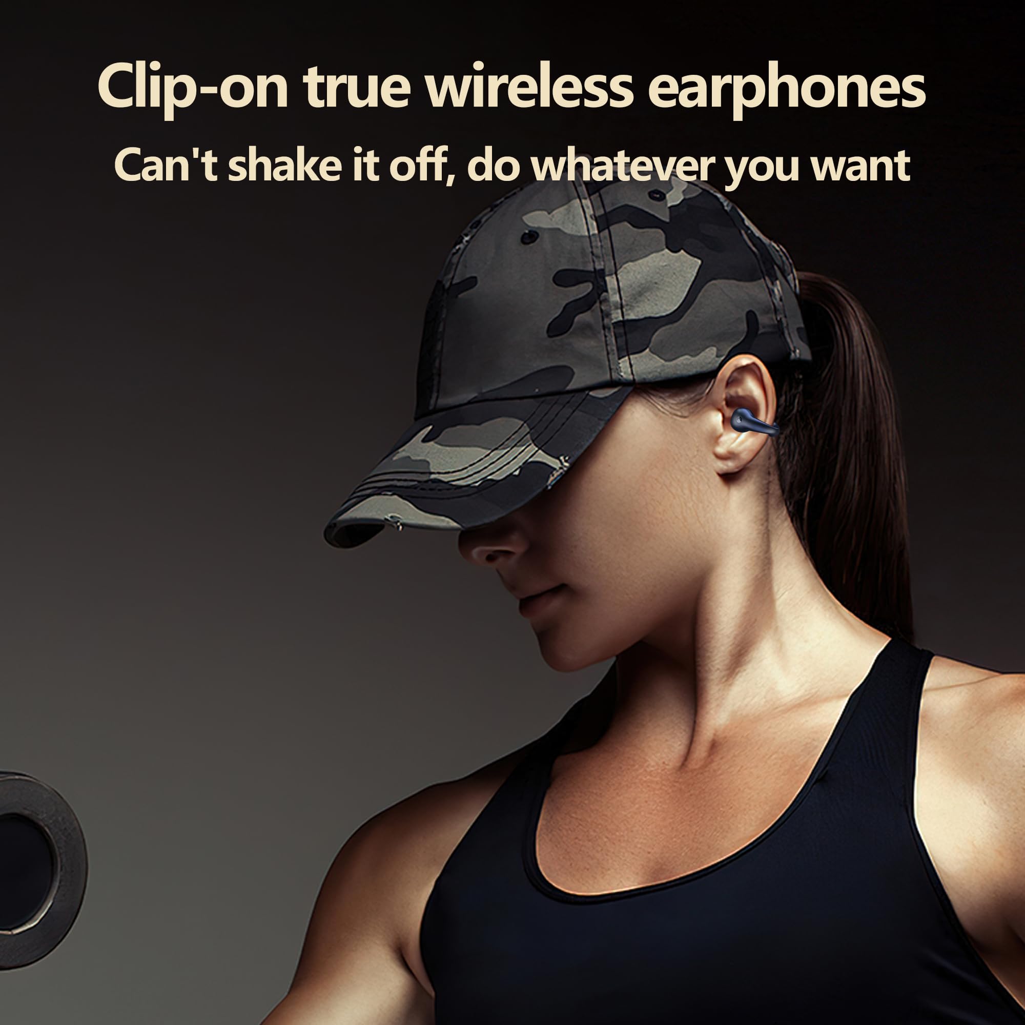 Wireless Clip Earbuds with Earhooks - Mini Bone Conduction Headphones, Bluetooth 5.3, IPX7 Waterproof, Open Ear Design, Noise Canceling for Cycling, Running, Workouts & Outdoor Sports