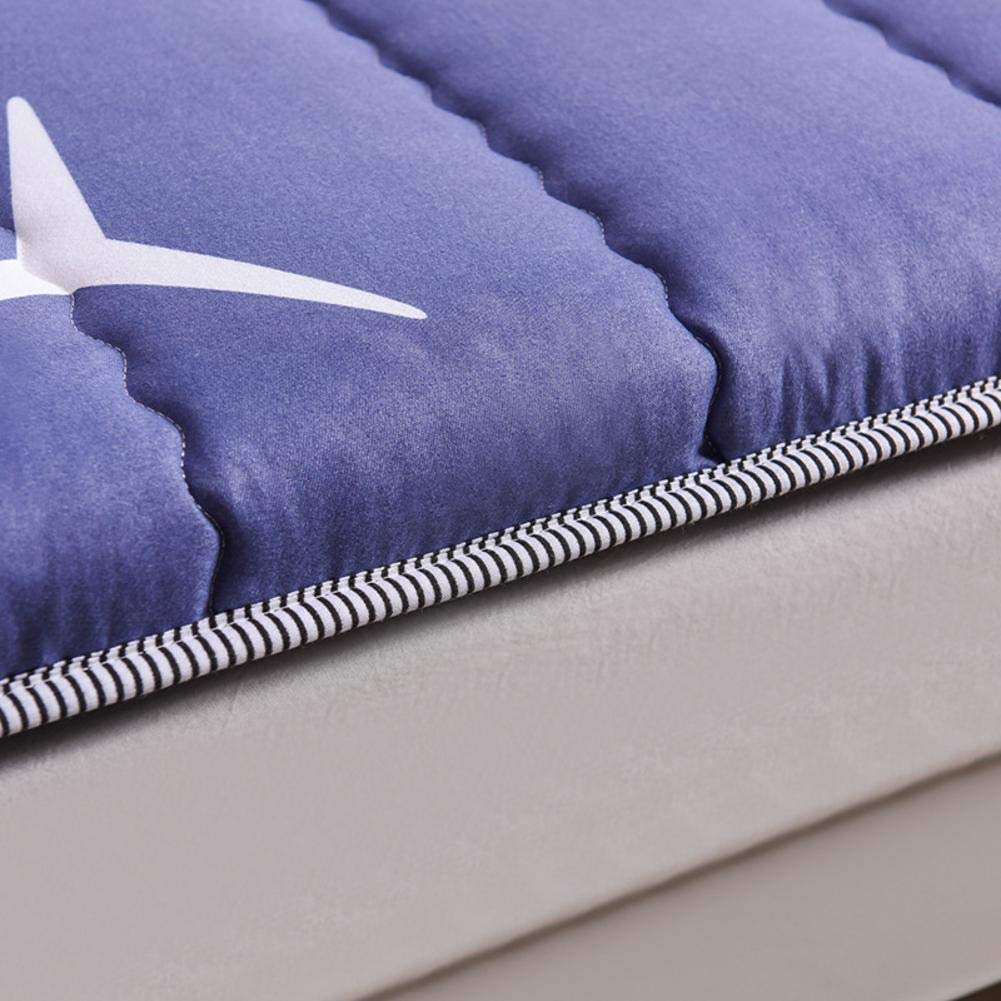 Foldable Non-Slip Mattress - Breathable Tatami Bed Mat, Thick & Soft King Size Futon with Skin-Friendly Design (Blue) - Perfect for Guest Beds, Dorm Rooms, Floor Sleeping & Camping