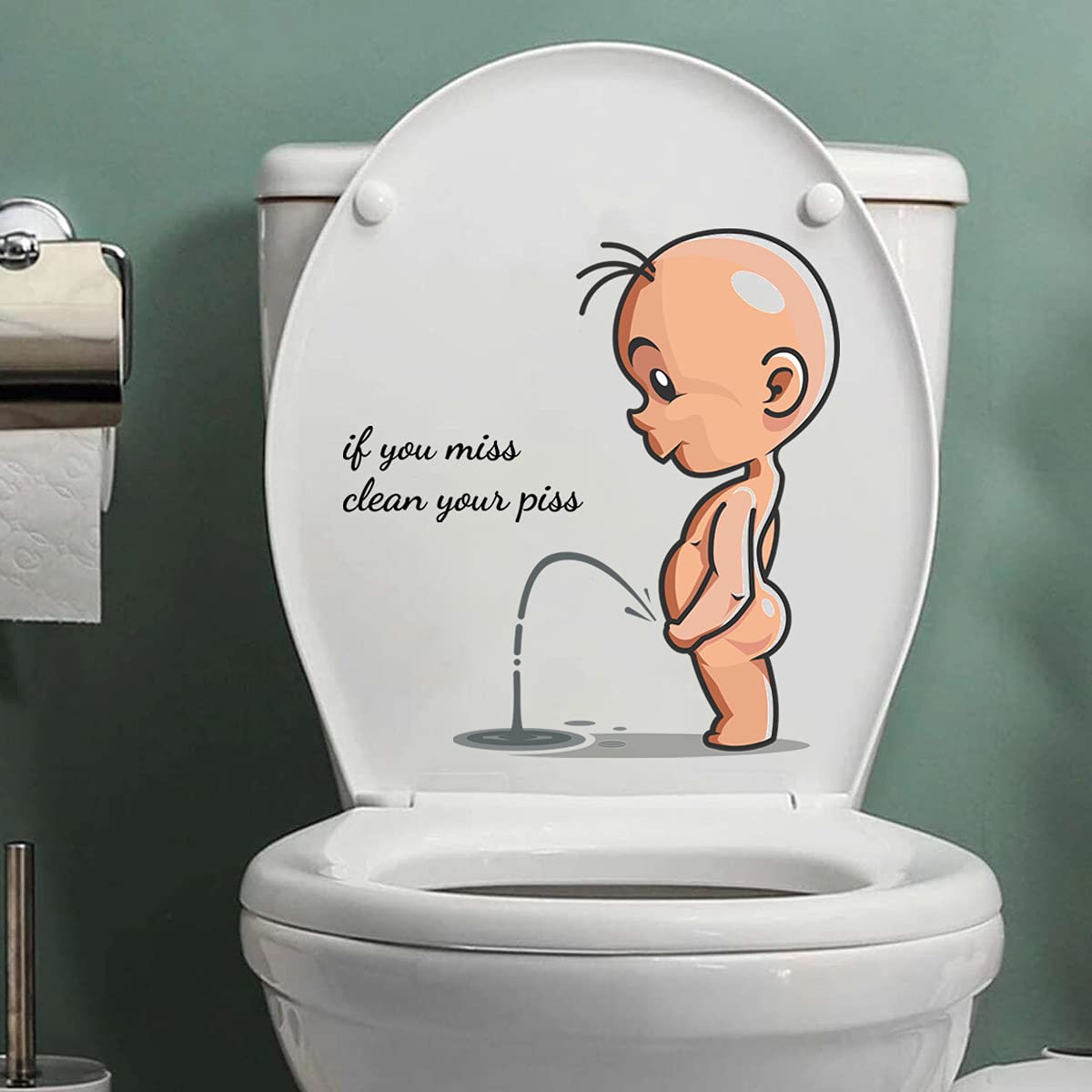 BWGHBH Removable Toilet Stickers - Bathroom Wall Decals for WC, Seat Cover Art & Door Decor - Waterproof Vinyl Wall Mural for Kids Room & Home Decor - Perfect for Nursery, Playroom & Bathroom Makeover