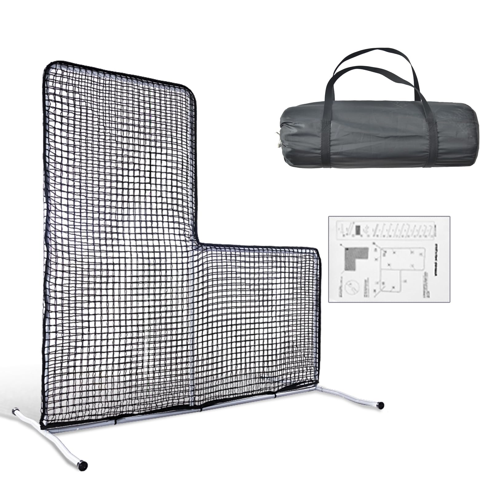 7x7 FT Portable Baseball Softball Pitching L Screen Protector Net - Durable Batting Cage Training Aid for Indoor & Outdoor Practice - Perfect for Backyard, Field, and Team Drills