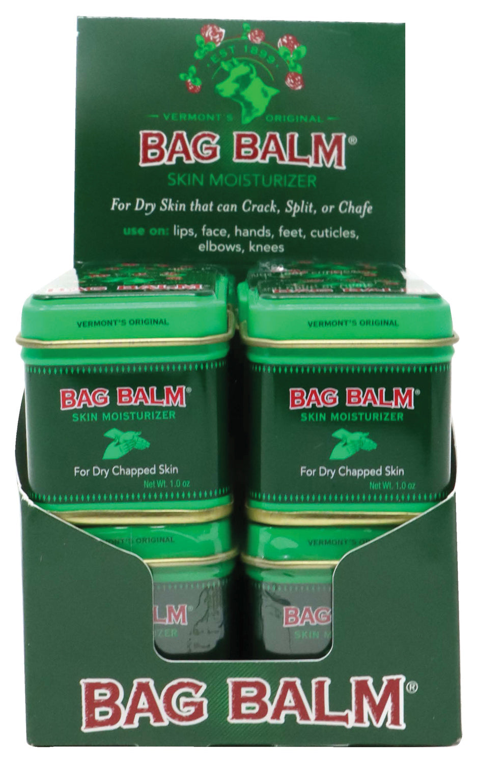 Bag Balm Mini 1 Oz - 12 Pack Moisturizing Skin Care for Dry Hands, Lips & Cuticles | Portable Travel Size for On-The-Go Hydration