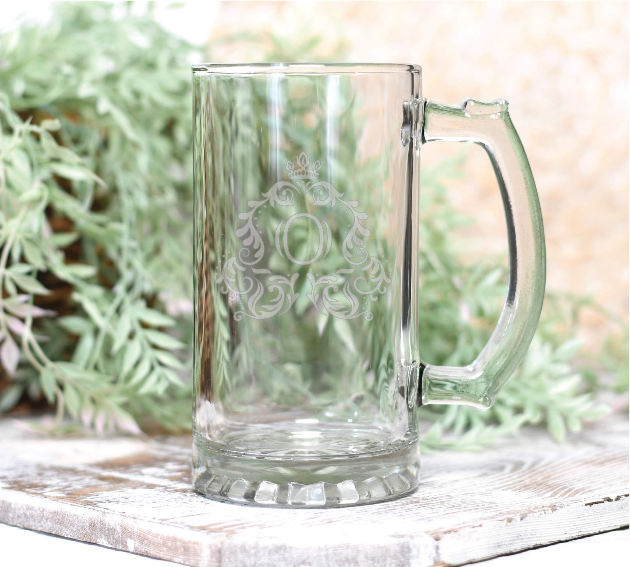 Personalized Laser Engraved Monogram Glass Beer Mug 26.5 oz - Custom Name Engraved Pint Glass for Men, Wedding Gifts, Anniversary, Birthday - Perfect for Home Bars, Parties & Beer Lovers