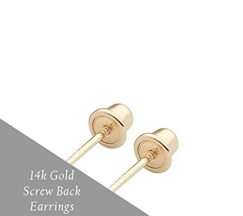 14K Yellow Gold Mouse Stud Earrings with Cubic Zirconia - Comfortable Screw Back for Secure Fit - Perfect for Everyday Wear, Gifts & Special Occasions