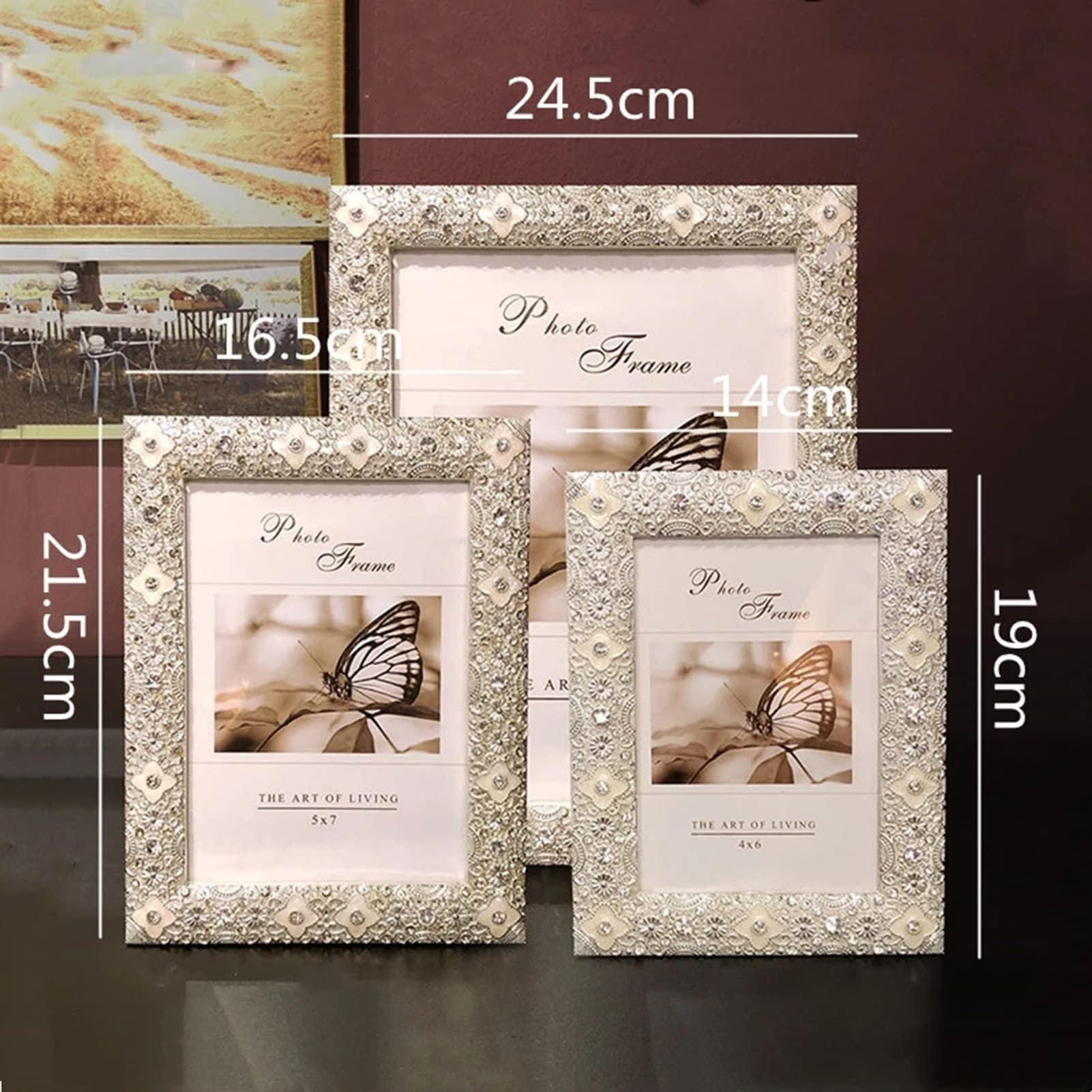 Elegant Silver Metal Photo Frame with Embossed Flowers - Perfect for Wedding Couples, Desktop Display & Wall Hanging Home Decor | Ideal for Anniversaries, Gifts & Living Room Decorations