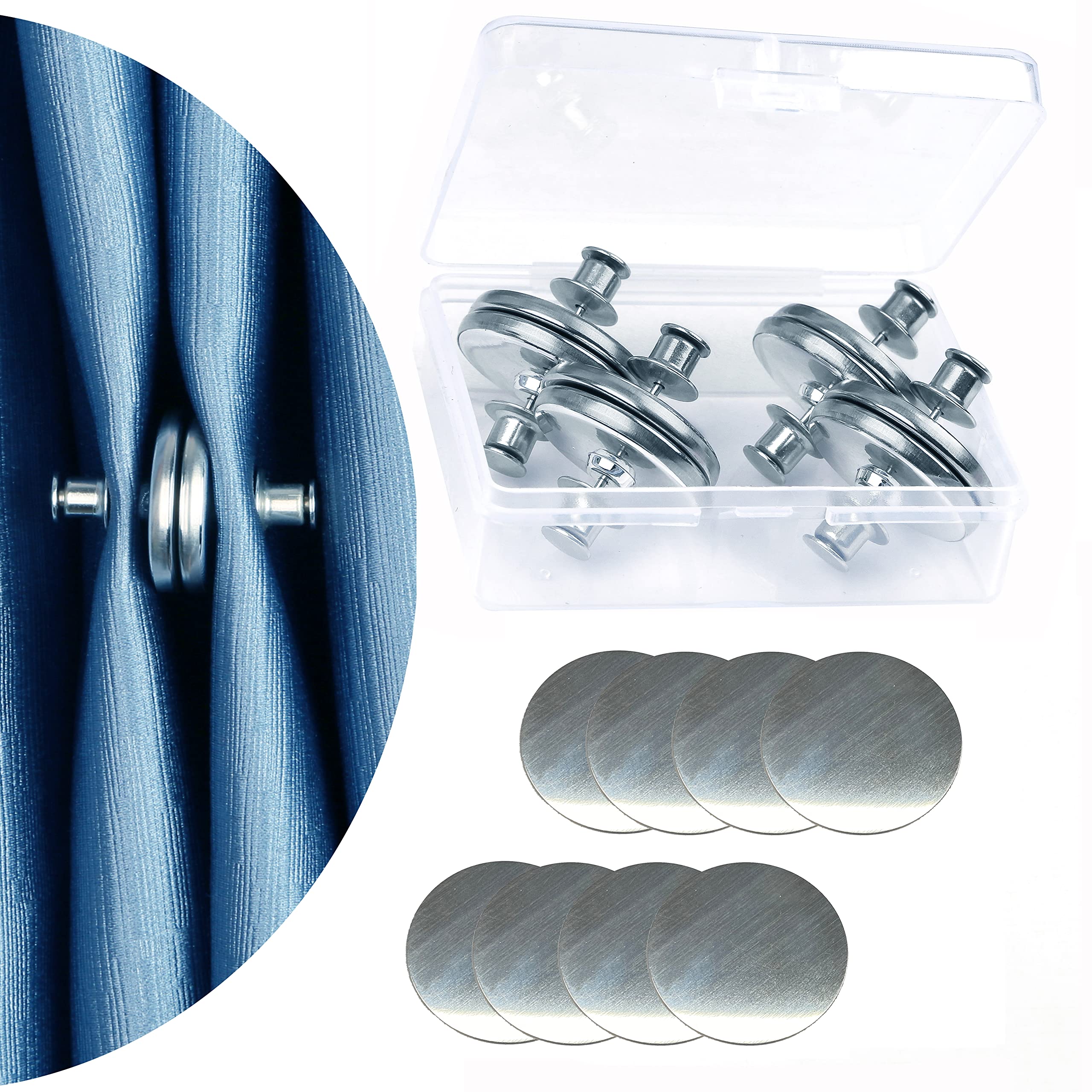 BEL AVENIR 4 Pack Magnetic Curtain Weights with Adhesive Patches - Blackout Drapery Clips for Light Blocking, DIY Home Decor & Shower Curtains - Perfect for Bedroom, Living Room & Bathroom Window Treatments