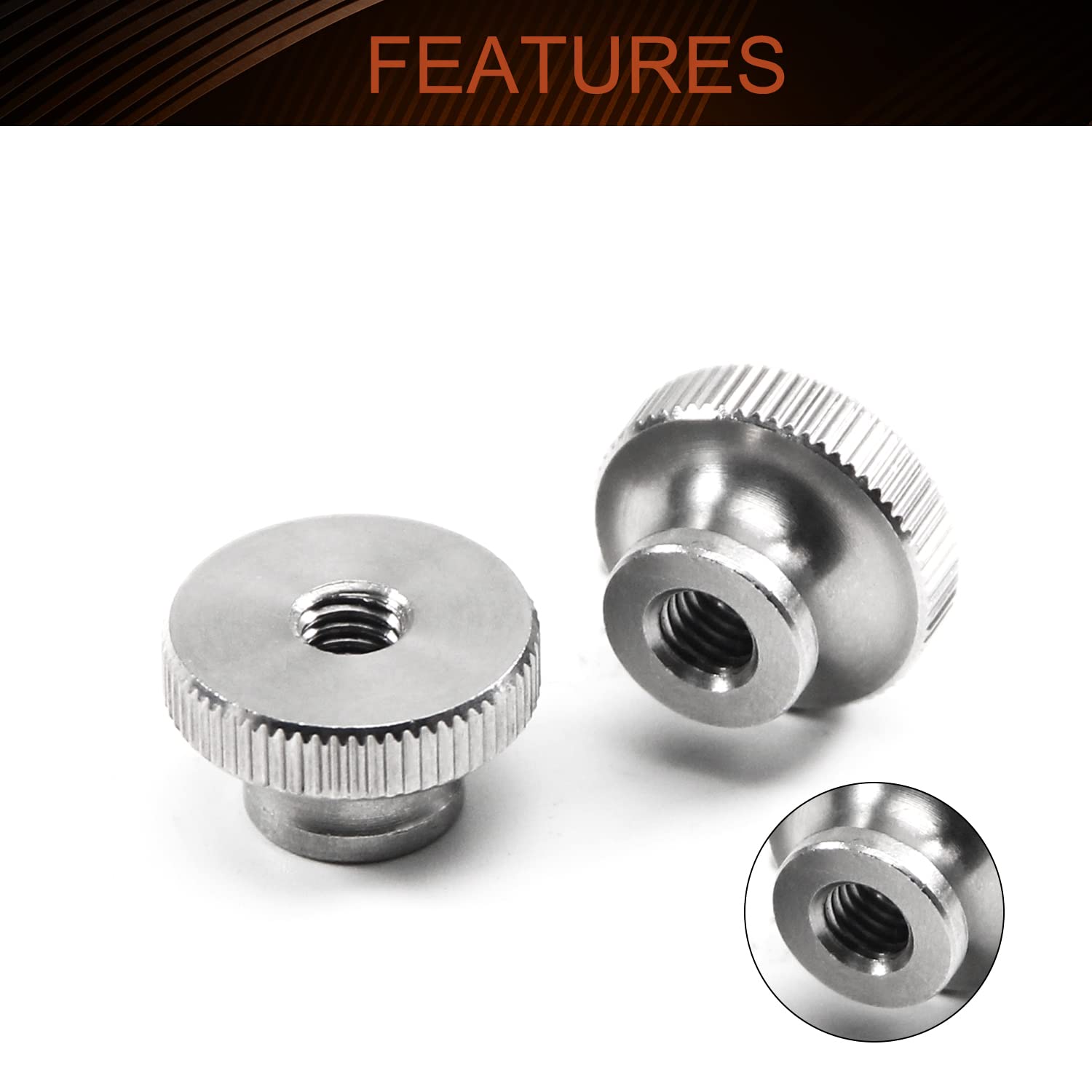 MroMax 4Pcs M6x1mm Knurled Thumb Nuts - 304 Stainless Steel Round Hand Screw Fasteners for 3D Printers, CNC Machines & DIY Projects (Silver Tone)