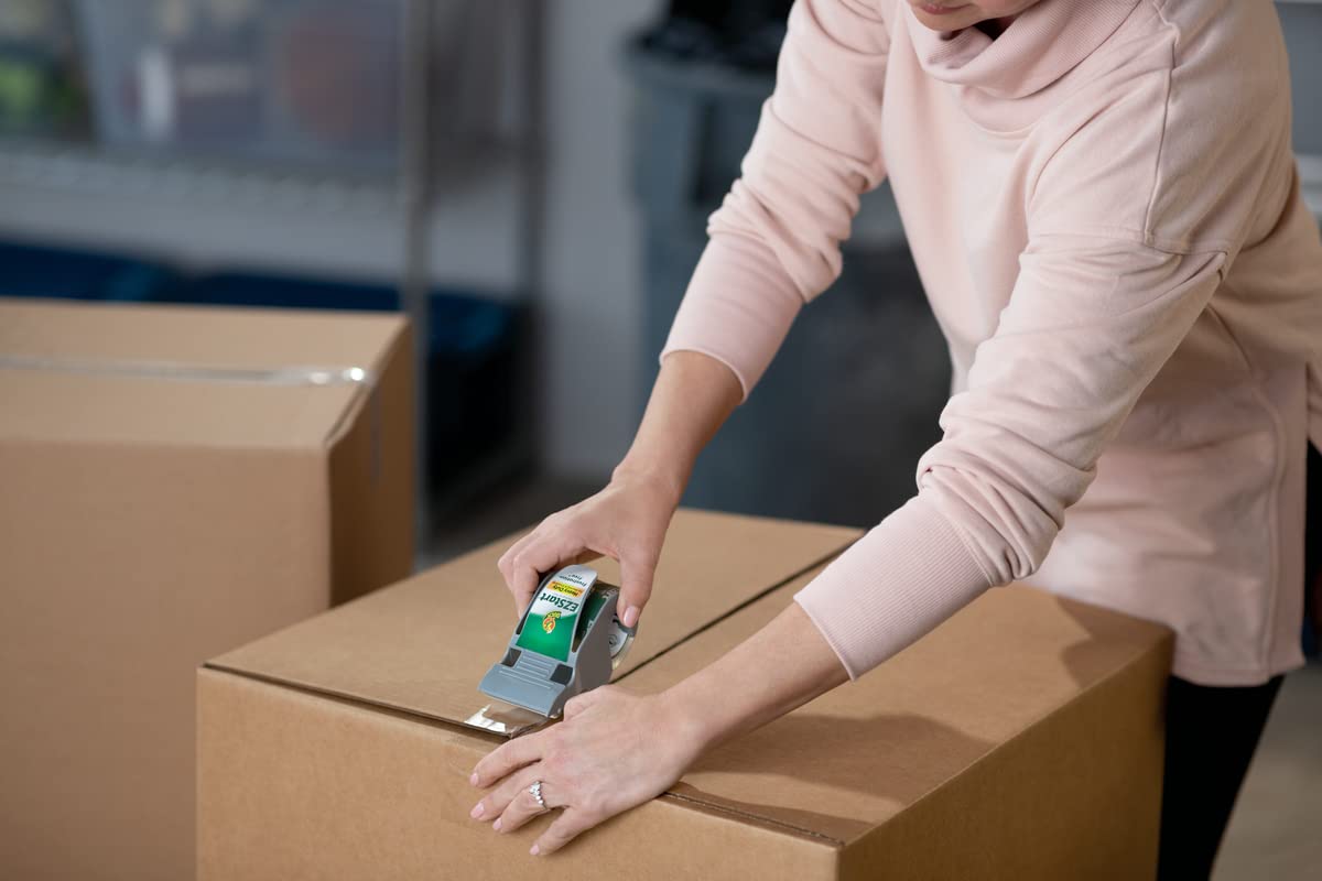 EZ Start Clear Packing Tape with Dispenser - 4 Rolls Heavy Duty Shipping Tape for Moving, Storage & Mailing - 1.88 Inch x 55 Yards Strong Adhesive Packaging Tape - Perfect for Sealing Boxes, Packages & Office Supplies (287731)